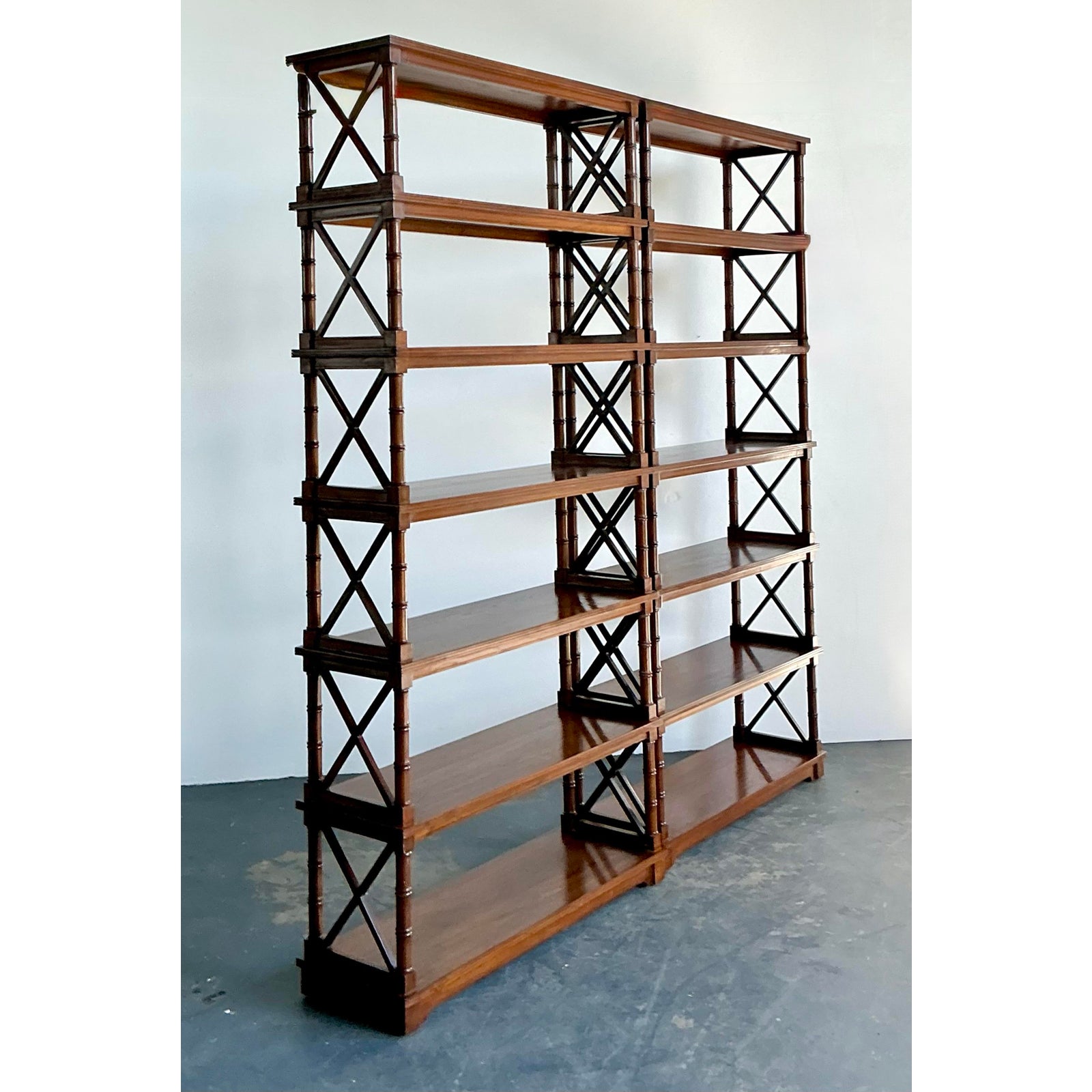 Vintage Cross Bar Campaign Etagere - A Pair - Detail view