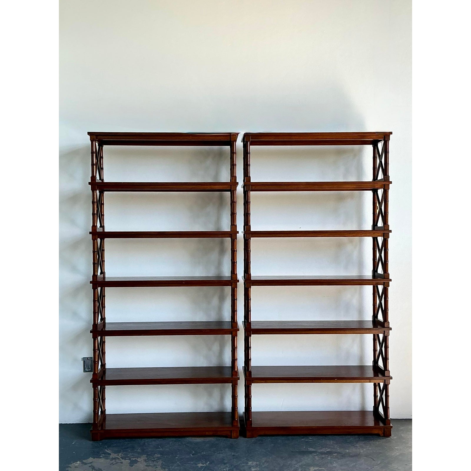 Vintage Cross Bar Campaign Etagere - A Pair - Top view