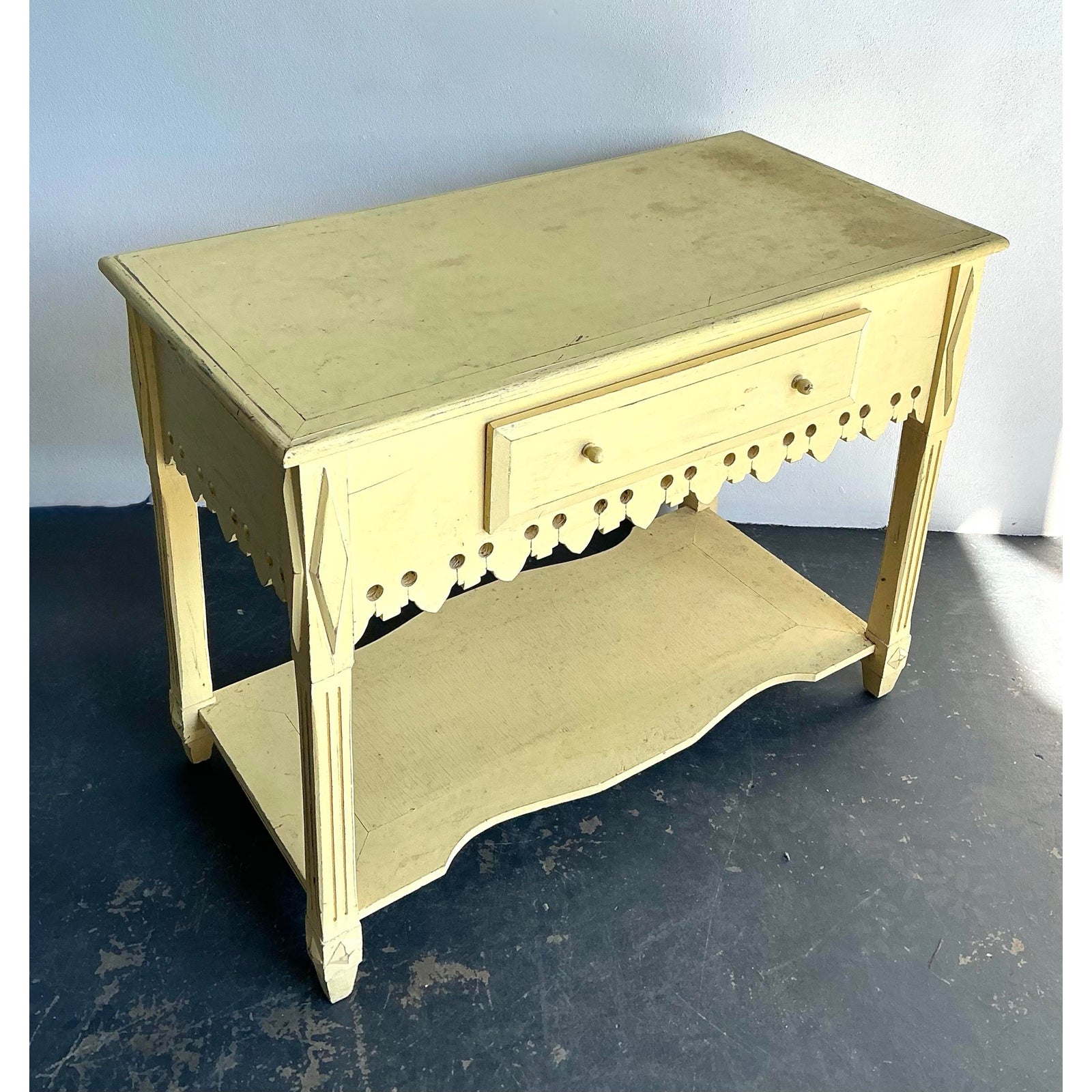 Vintage Patinated Gingerbread Wood Sideboard - Top view