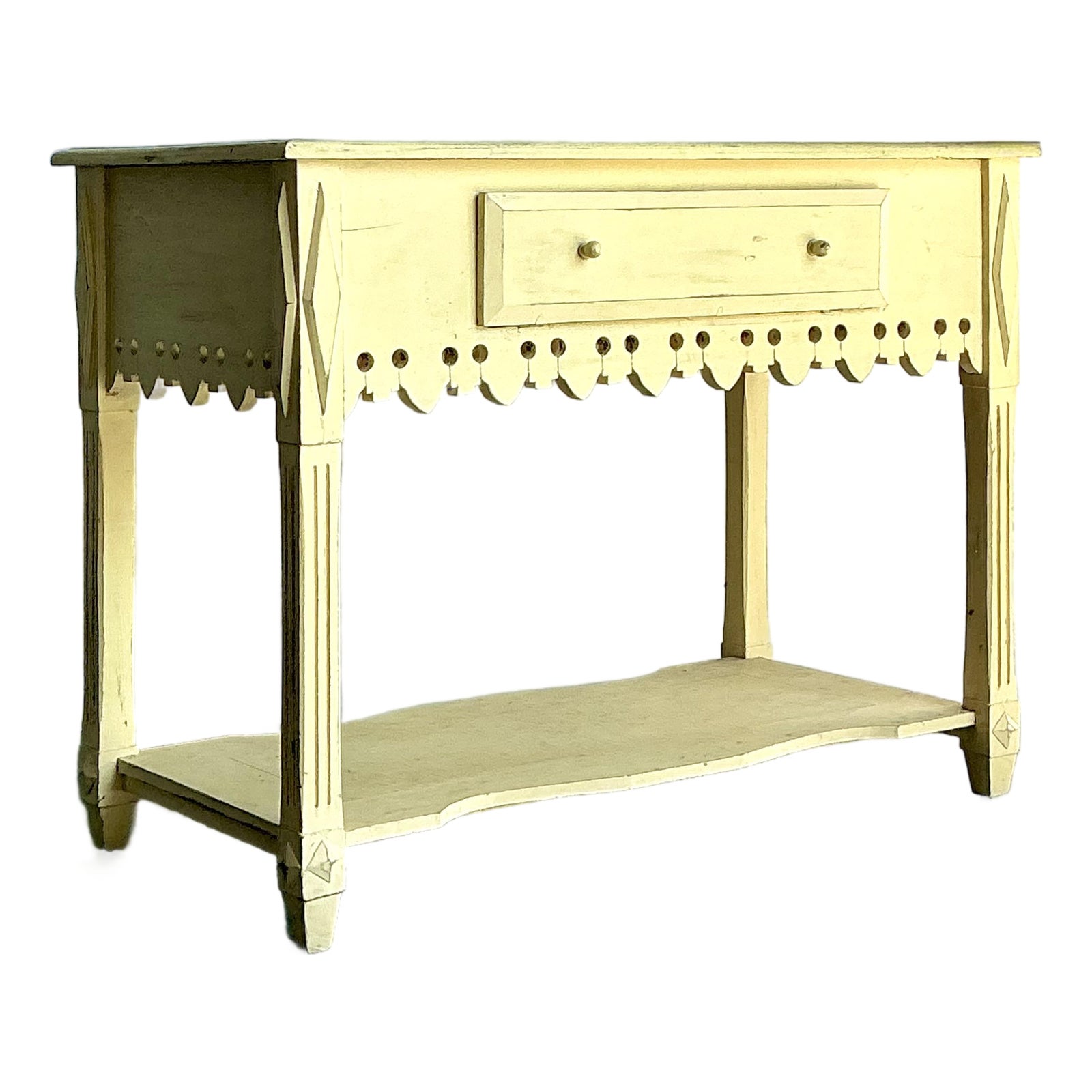 Vintage Patinated Gingerbread Wood Sideboard