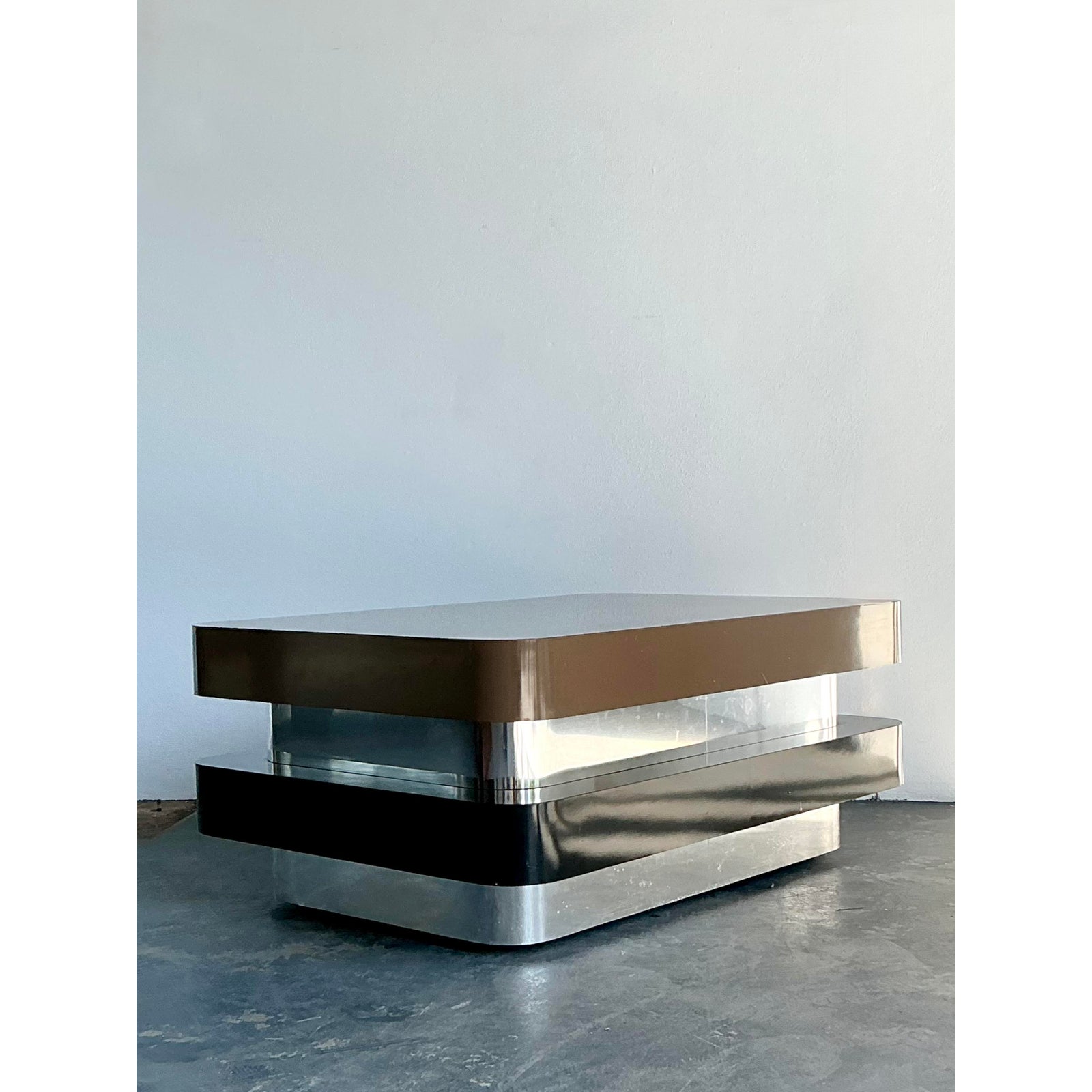 Vintage 80s Stacked Laminate Coffee Table - Detail view