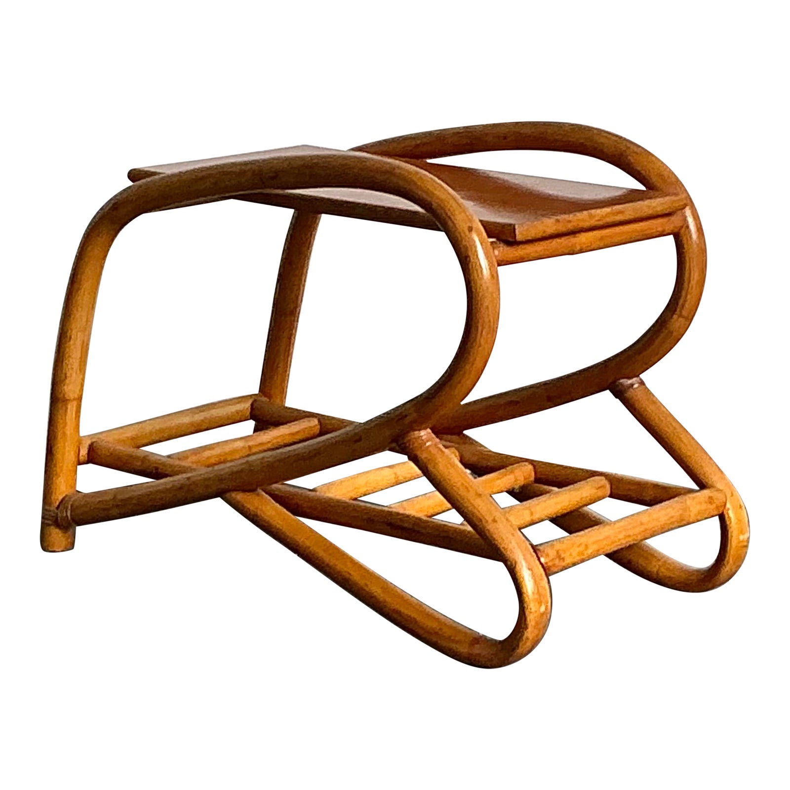 Vintage 1950s Bent Rattan Side Table