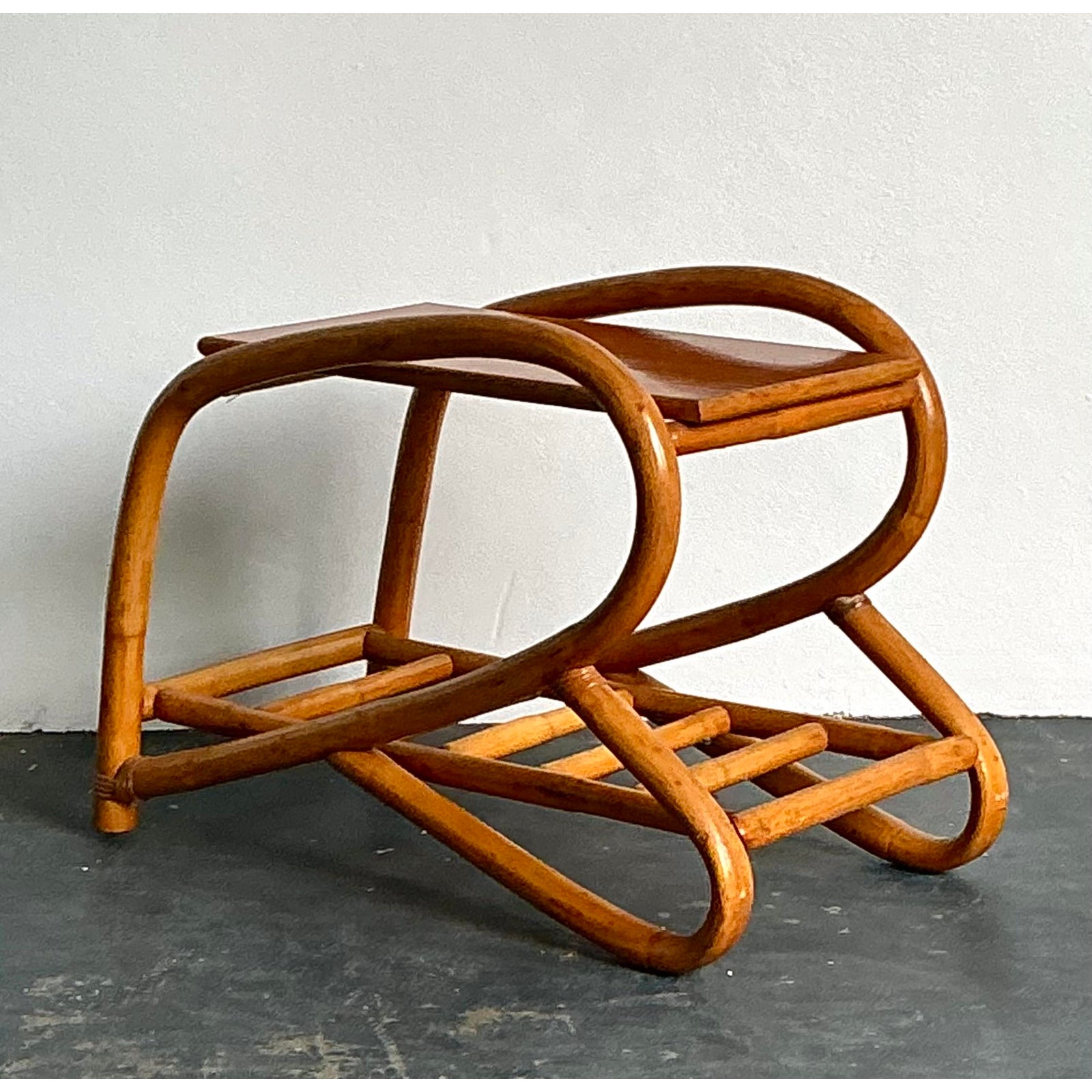 Vintage 1950s Bent Rattan Side Table - Detail view