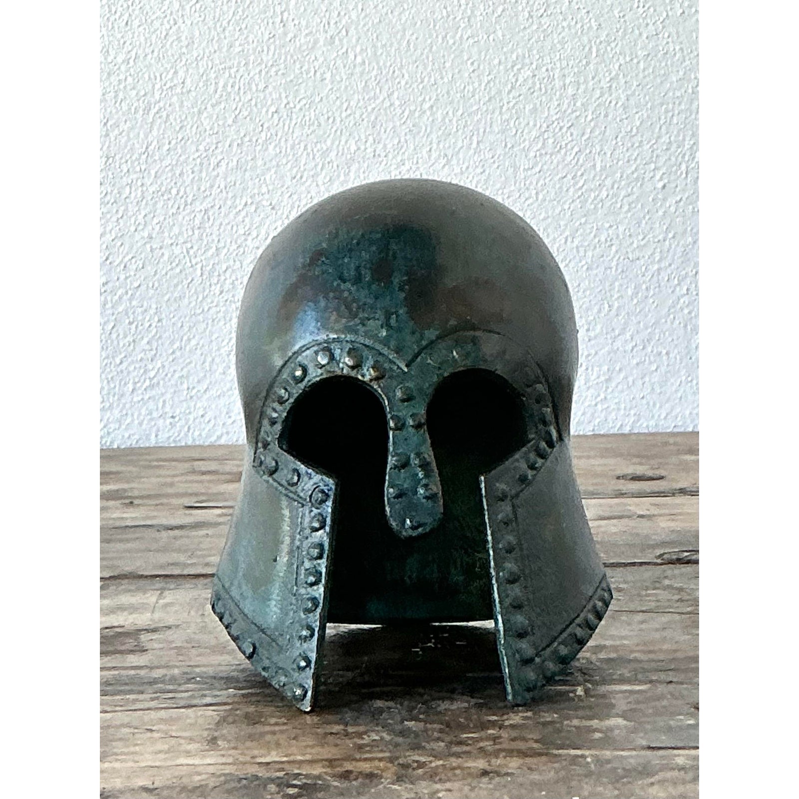 Vintage Patinated Corinthian Greek Helmet - Top view