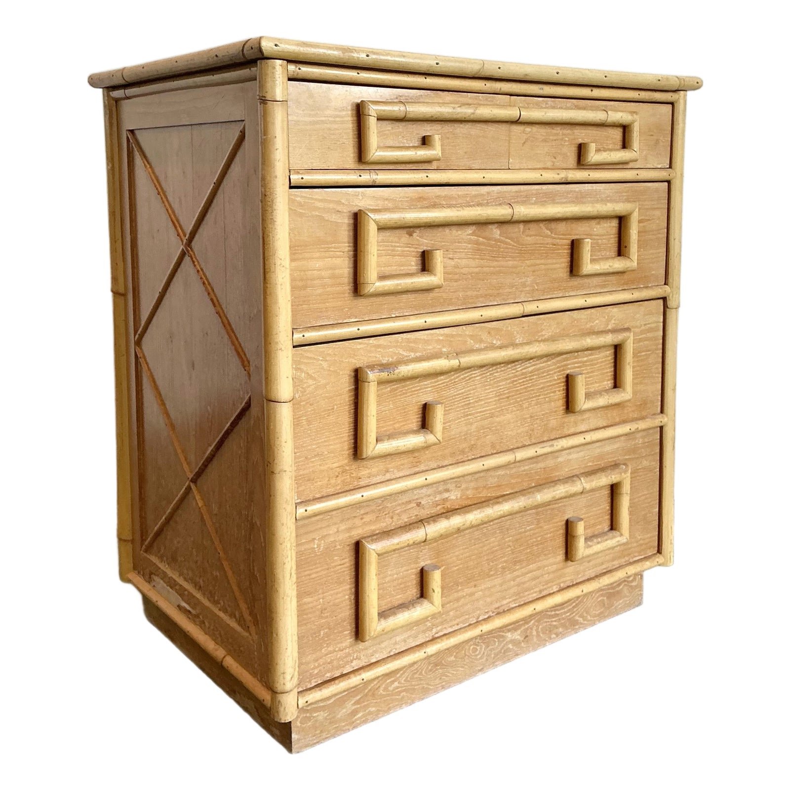 Vintage Whitecraft Oak and Bamboo Chest of Drawers