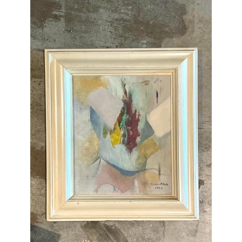 Vintage Original Abstract Oil Painting on Canvas - Detail view