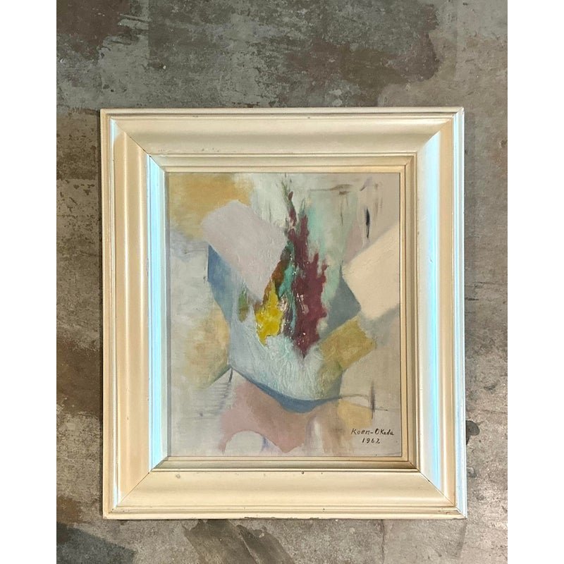 Vintage Original Abstract Oil Painting on Canvas - Back view
