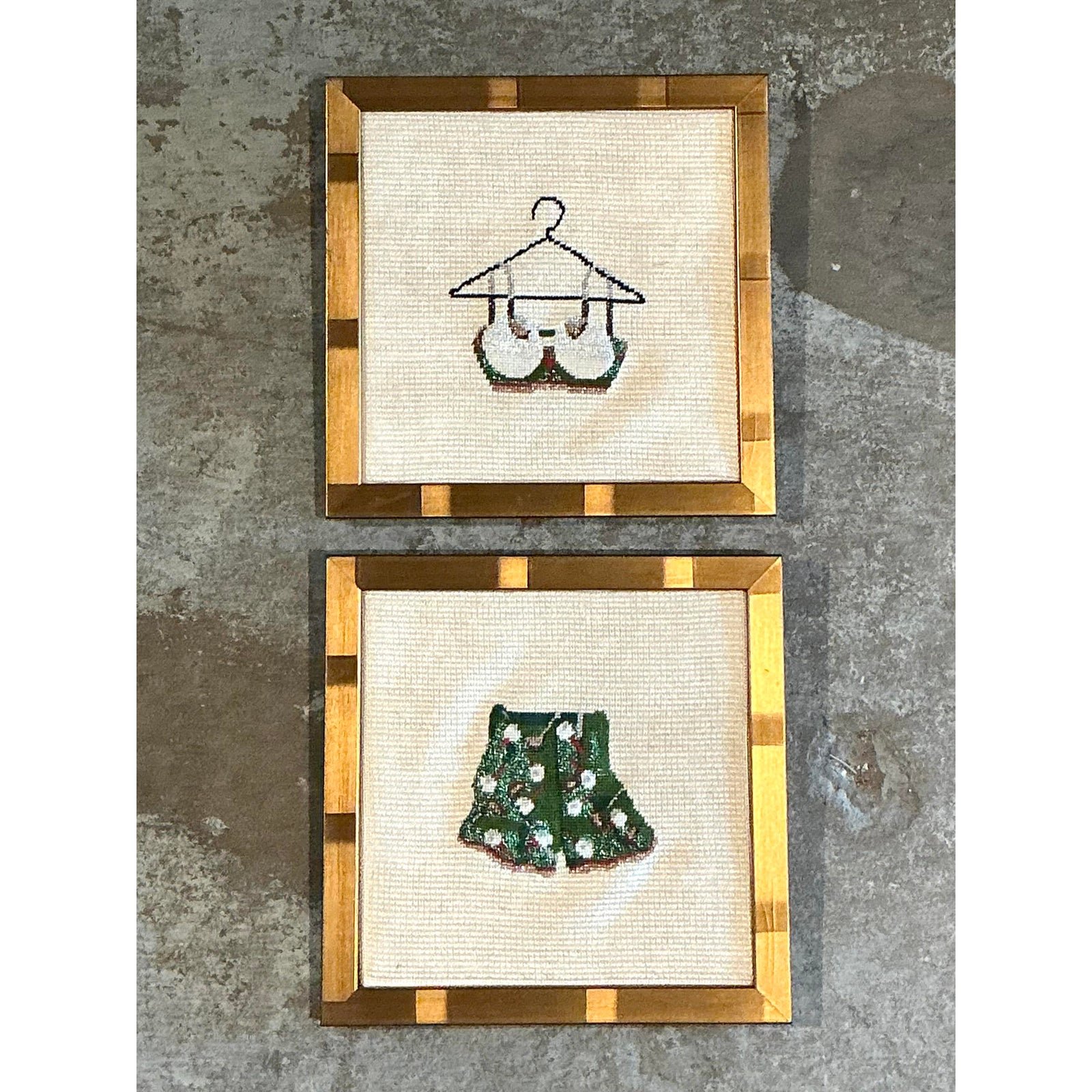 Vintage Original Needlepoint Swimsuit - Set of 2 - Back view