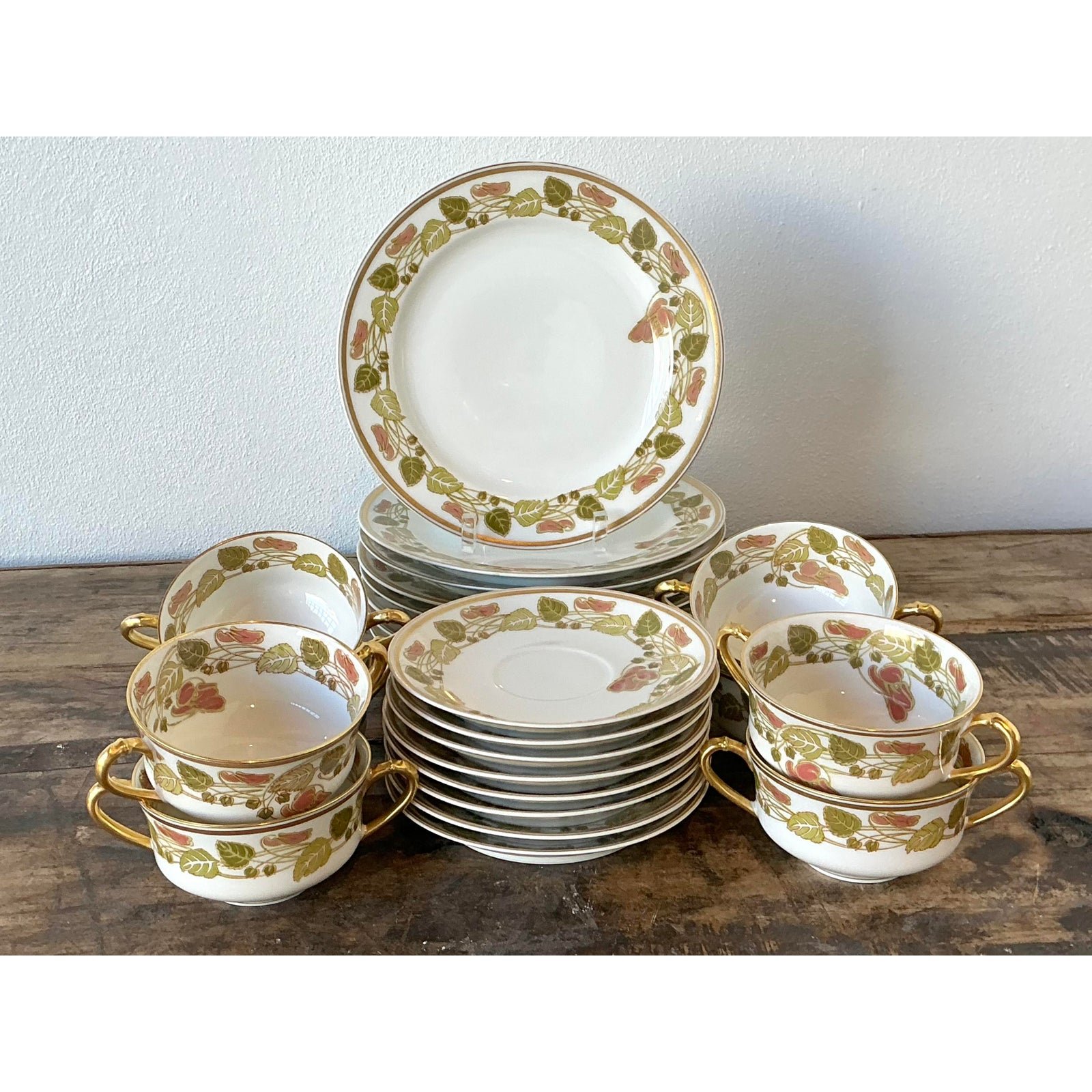 Vintage French Haviland Limoges Dessert Set of 36 - Back view
