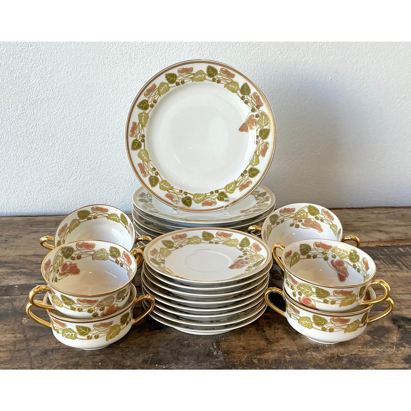 Vintage French Haviland Limoges Dessert Set of 36 - Top view