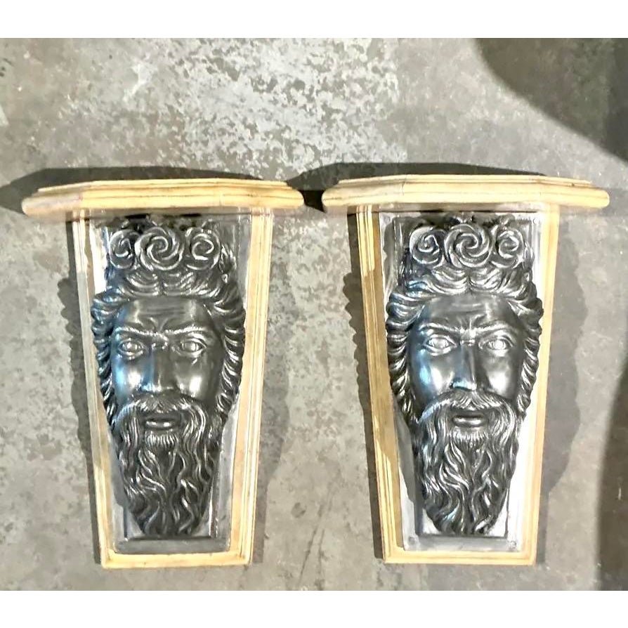 Vintage Maitland Smith Neptune Brackets - A Pair - Detail view