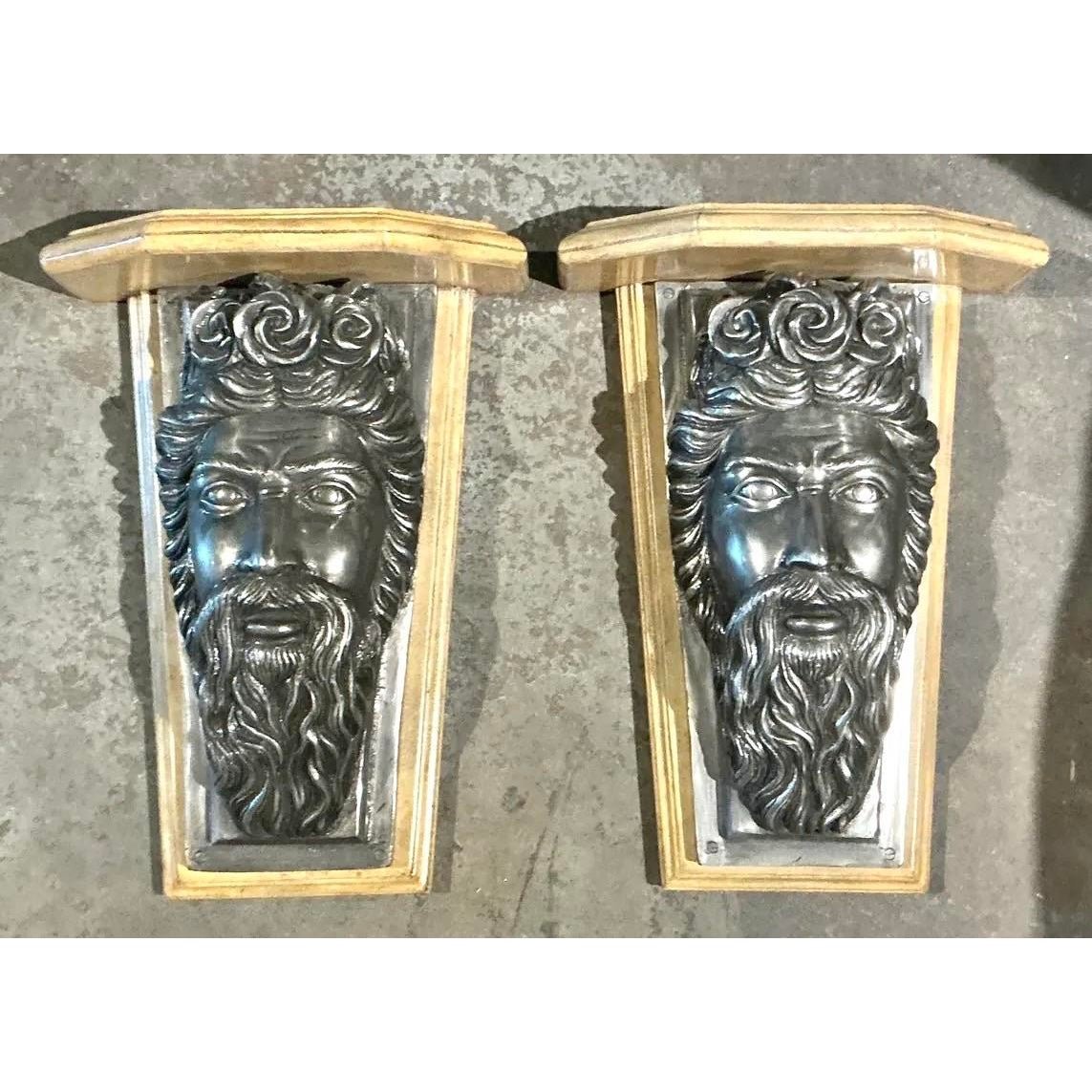 Vintage Maitland Smith Neptune Brackets - A Pair - Back view