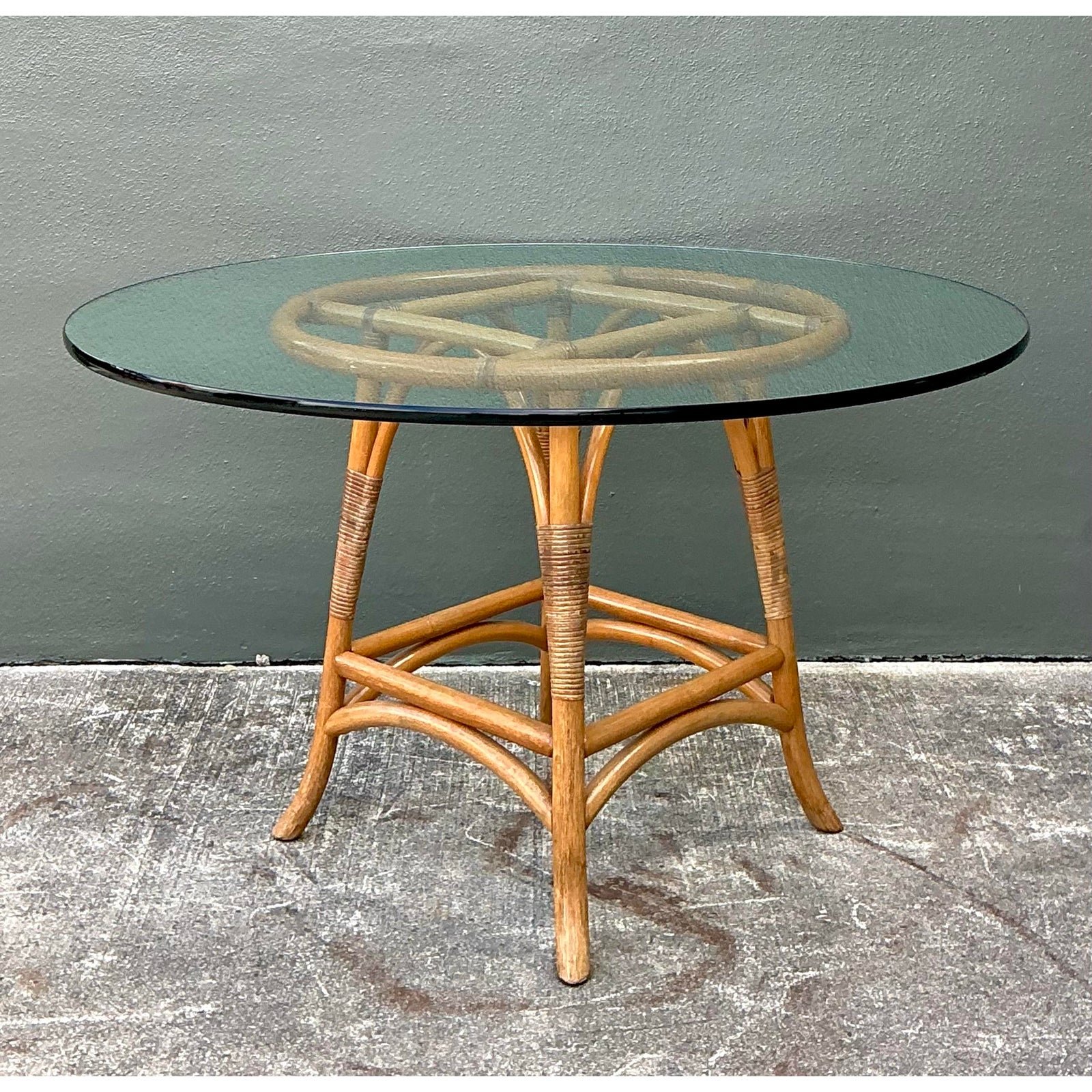 Vintage Bent Rattan Dining Table - Detail view