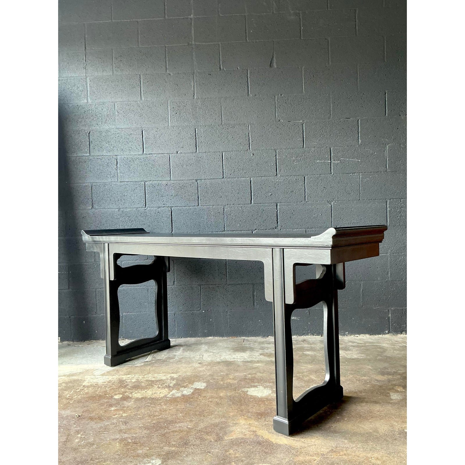 Vintage Boho Baker Pagoda Console Table - Top view