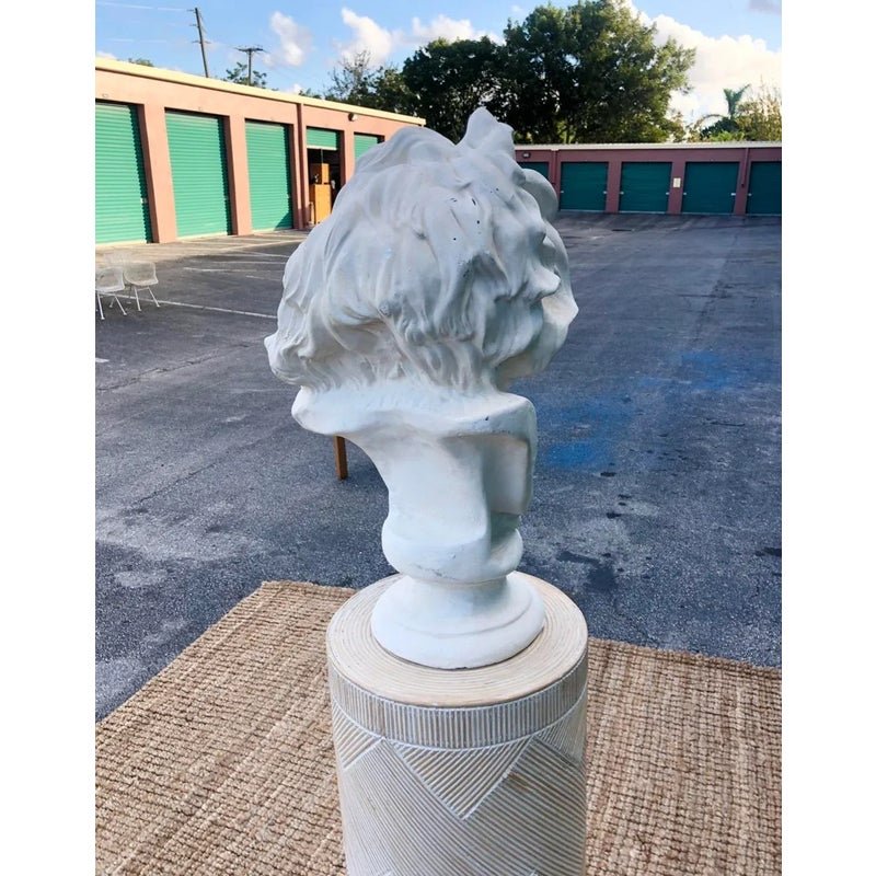 Vintage Painted Terra Cotta Bust of Bearded Man - Top view