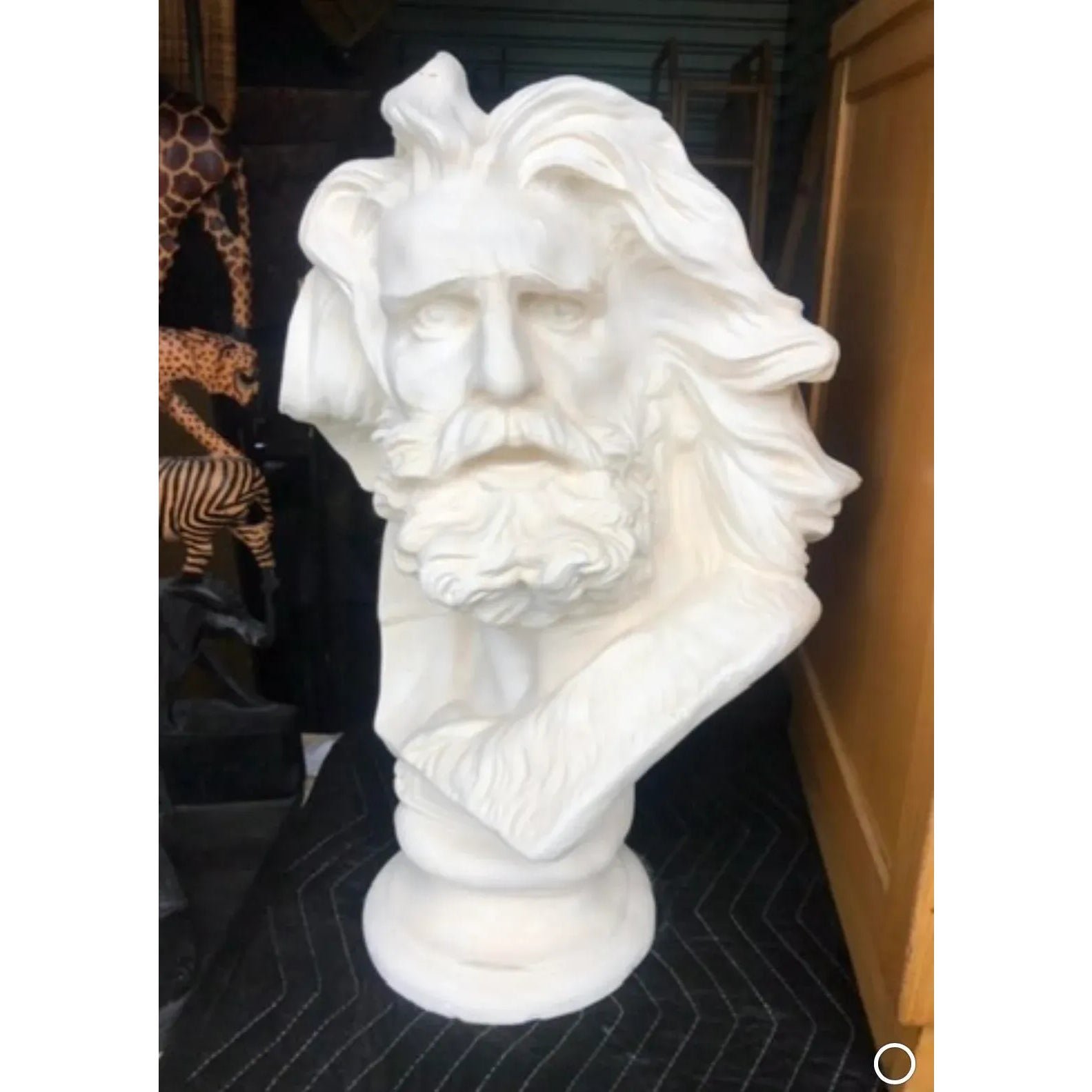 Vintage Painted Terra Cotta Bust of Bearded Man - Detail view