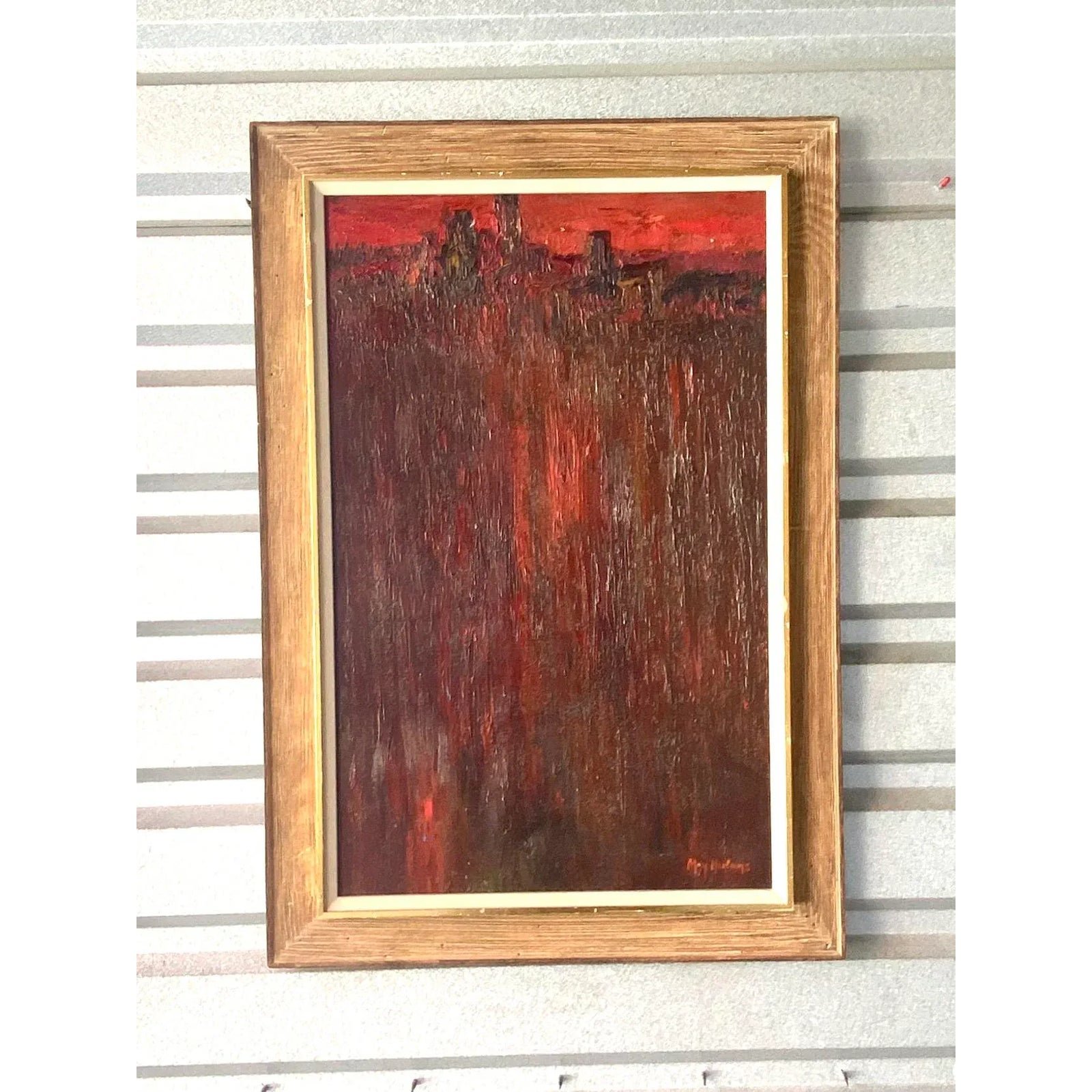 Midcentury Abstract Original Oil Painting Signed May Heiloms - Top view