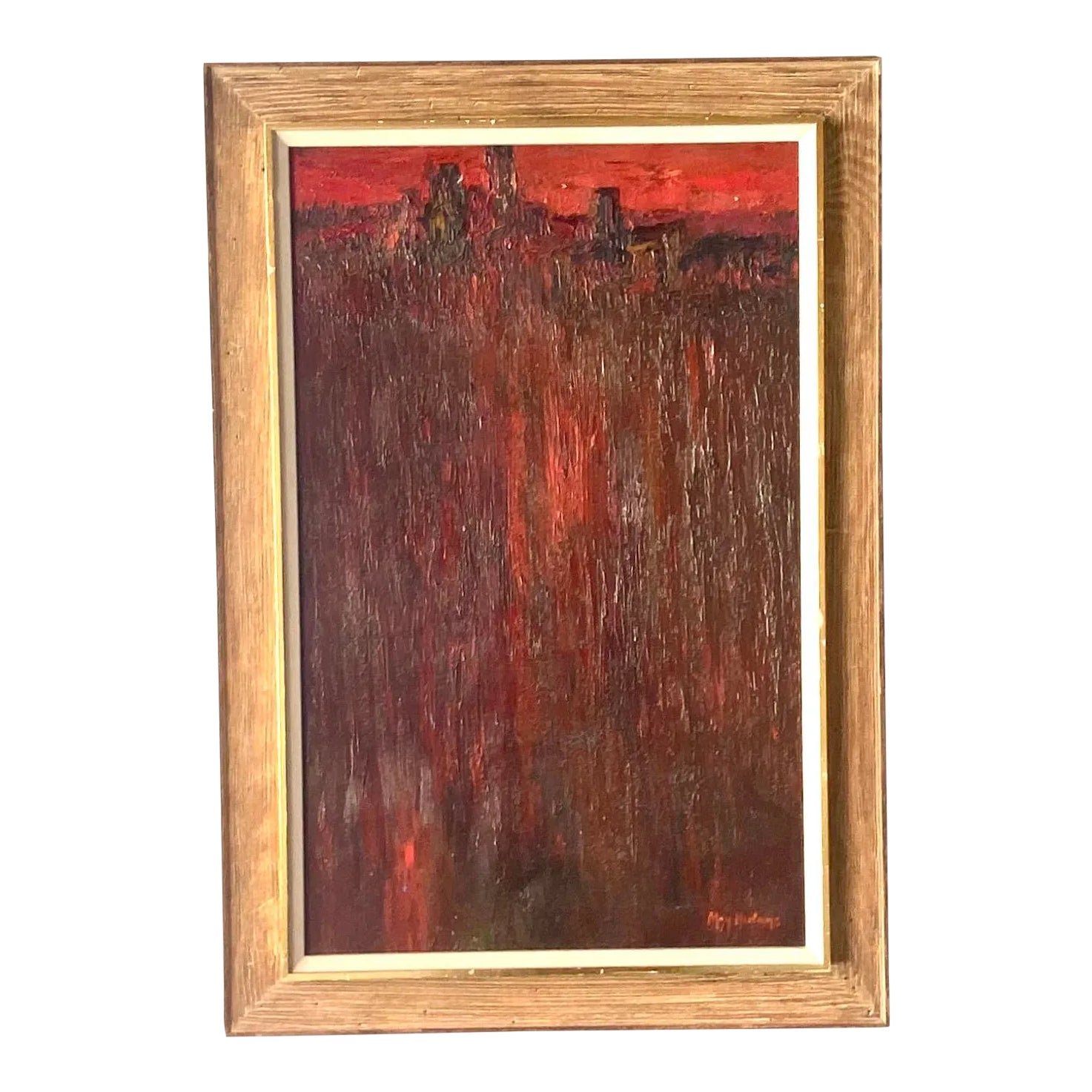 Midcentury Abstract Original Oil Painting Signed May Heiloms