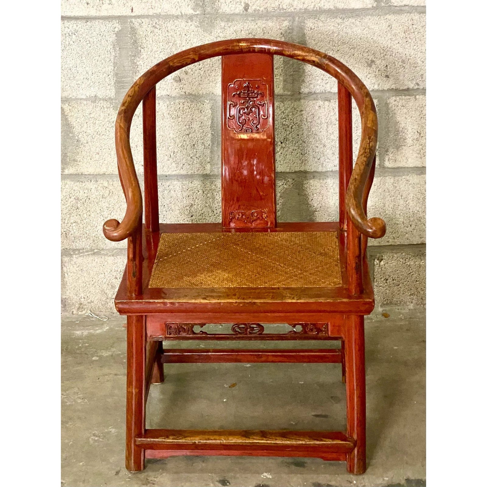 Vintage Asian Lacquered Brides Chair - Back view