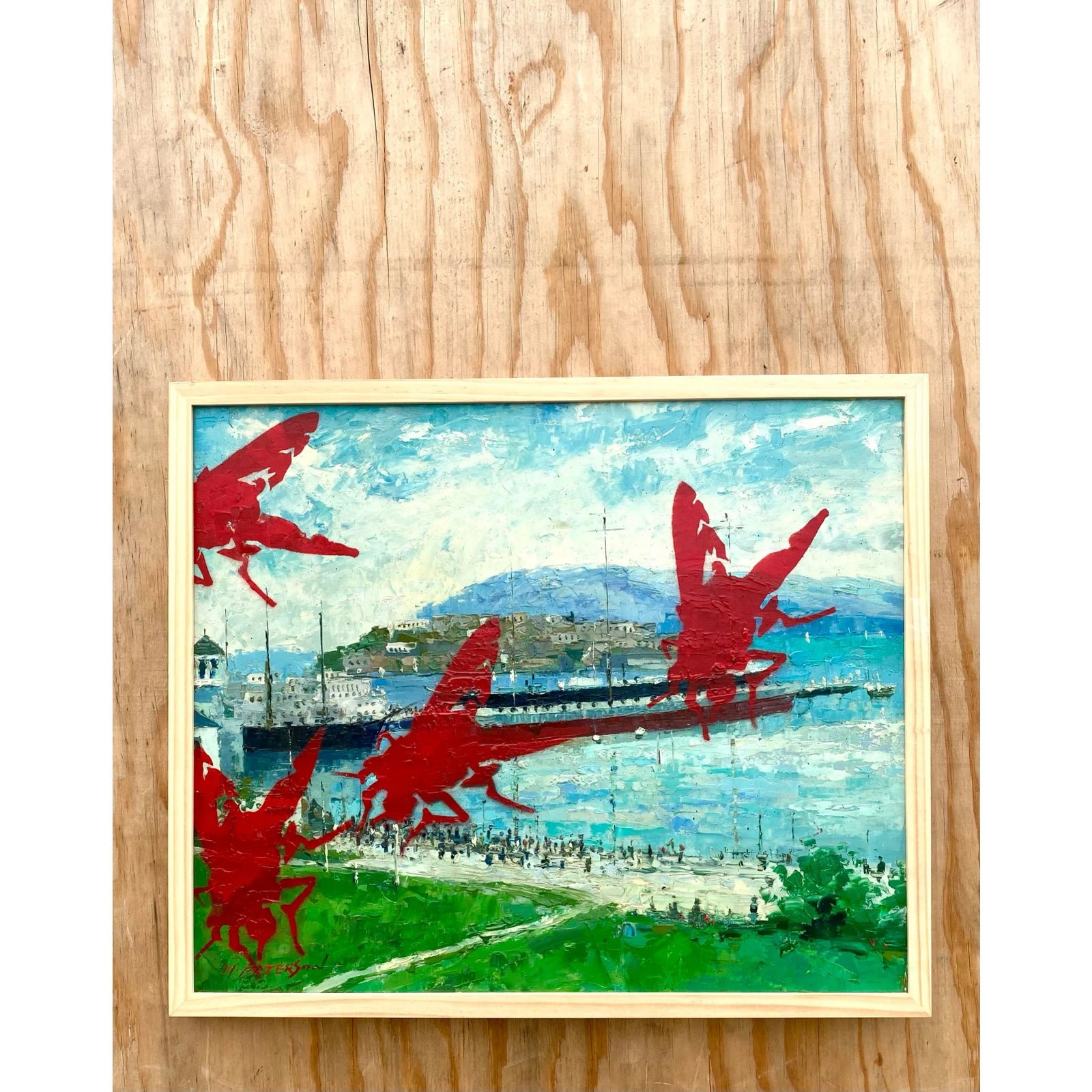 Contemporary Original Oil Painting Collaboration of Two Artists - Top view