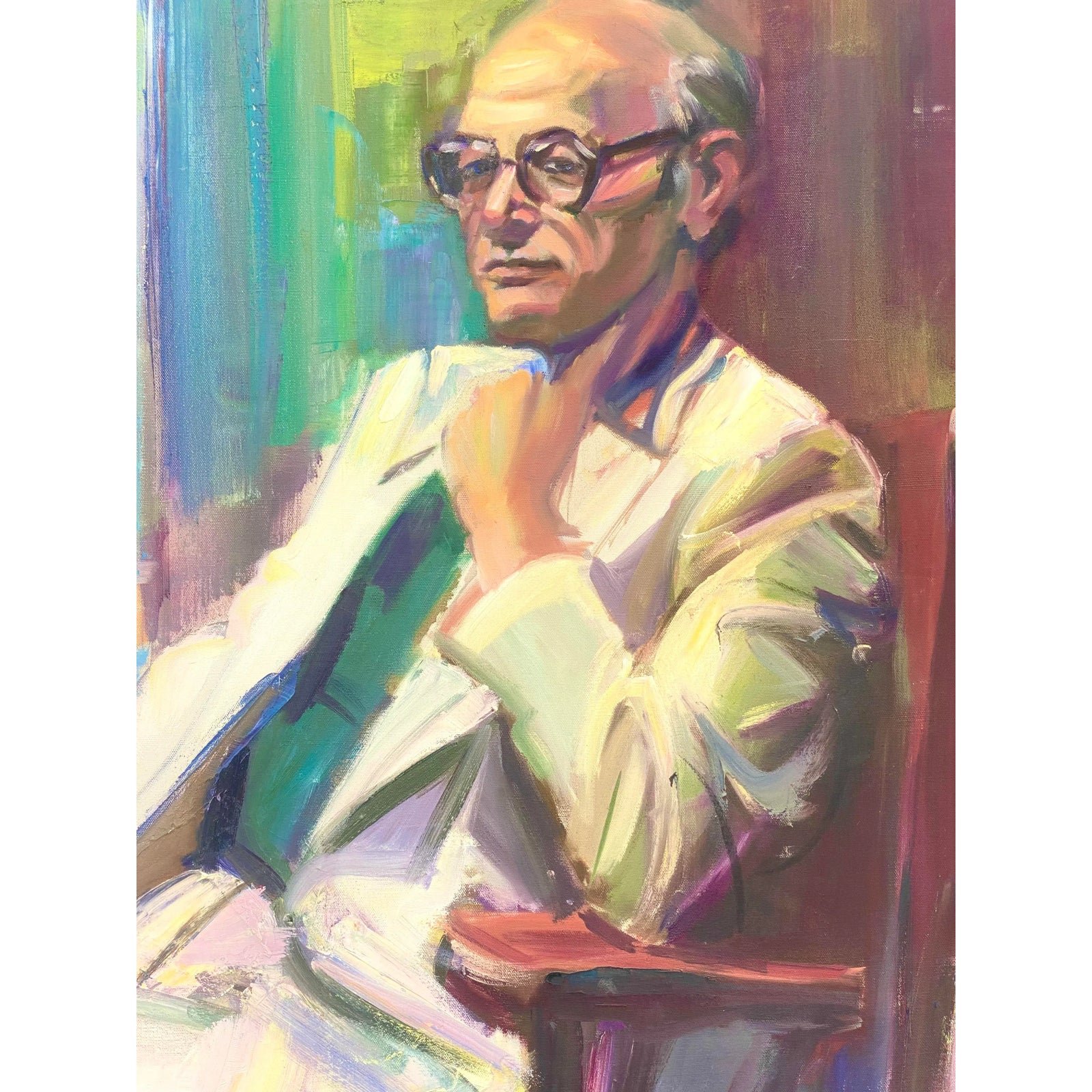 Vintage Original Oil Portrait B. Yutarian - Side view