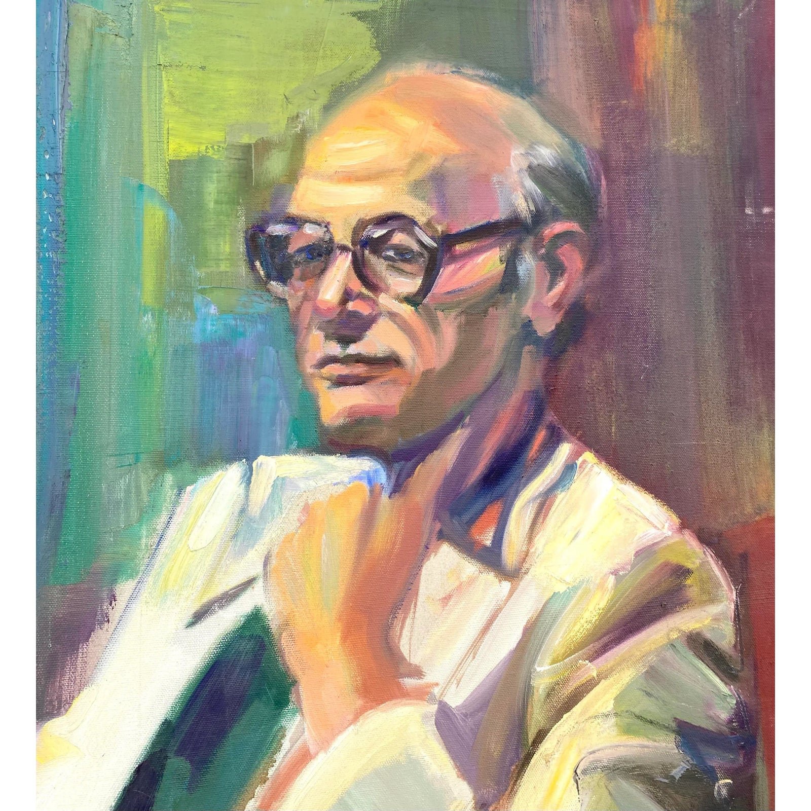 Vintage Original Oil Portrait B. Yutarian - Back view