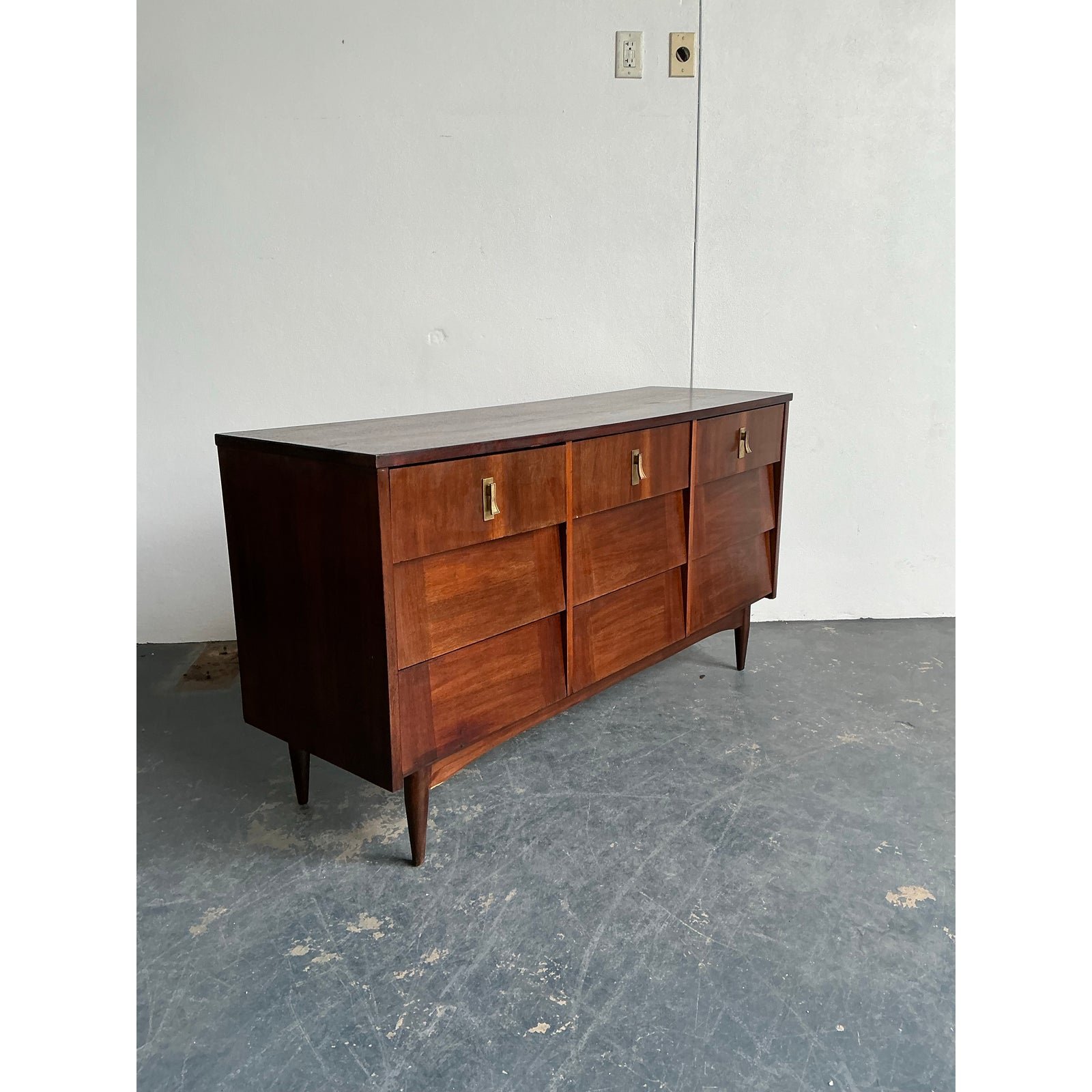 Vintage Midcentury Louvered Dresser - Top view