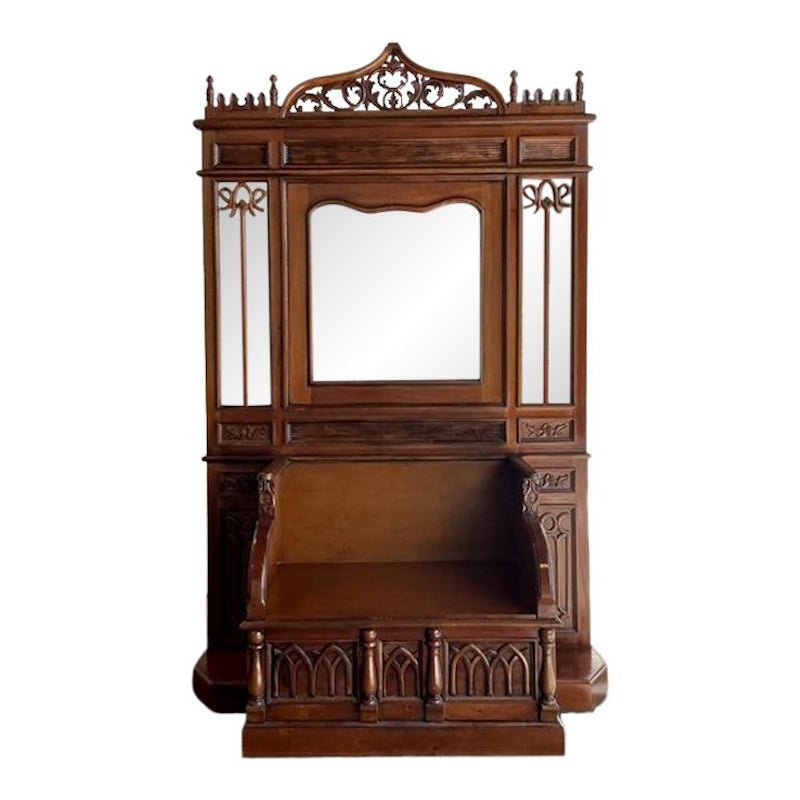 Vintage Gothic Revival Hall Bench