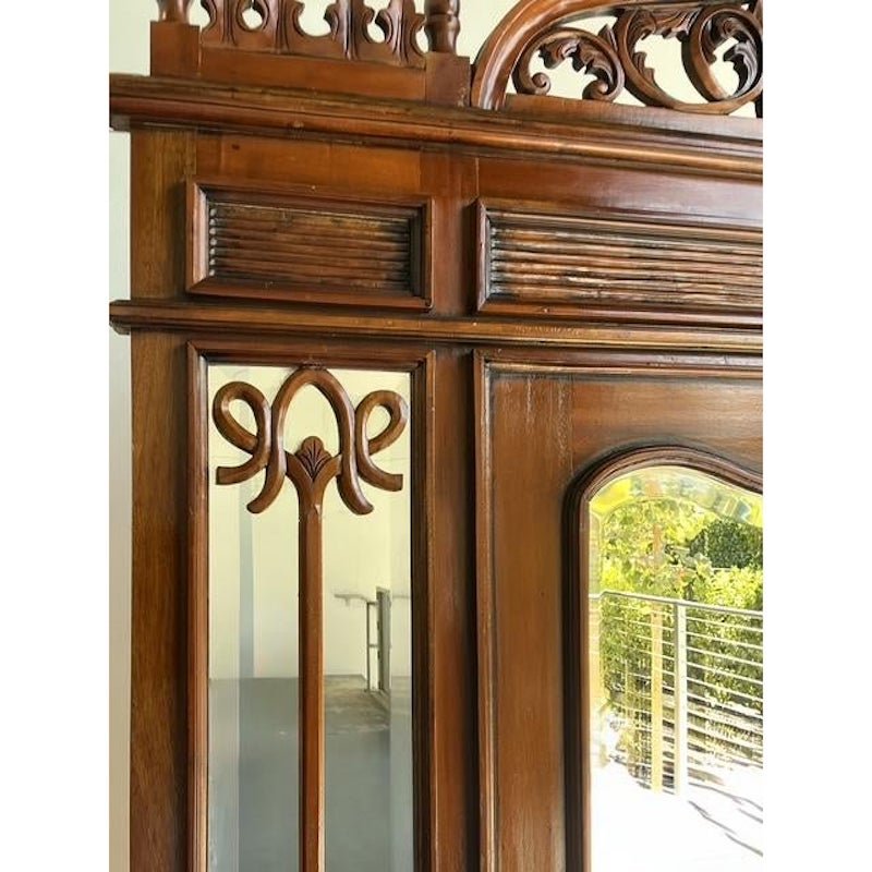 Vintage Gothic Revival Hall Bench - Side view