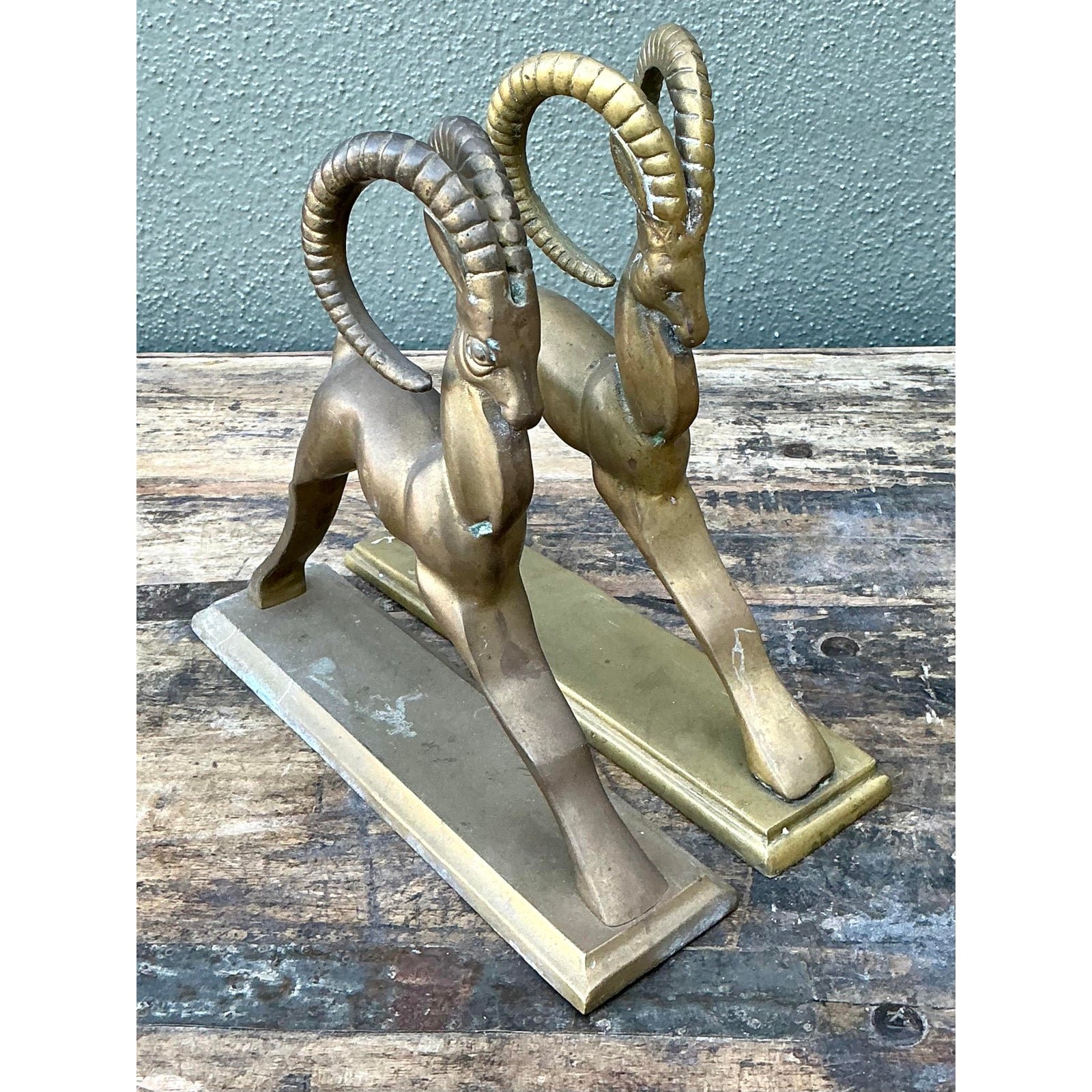 Vintage Brass Ram Bookends - Set of 2 - Detail view