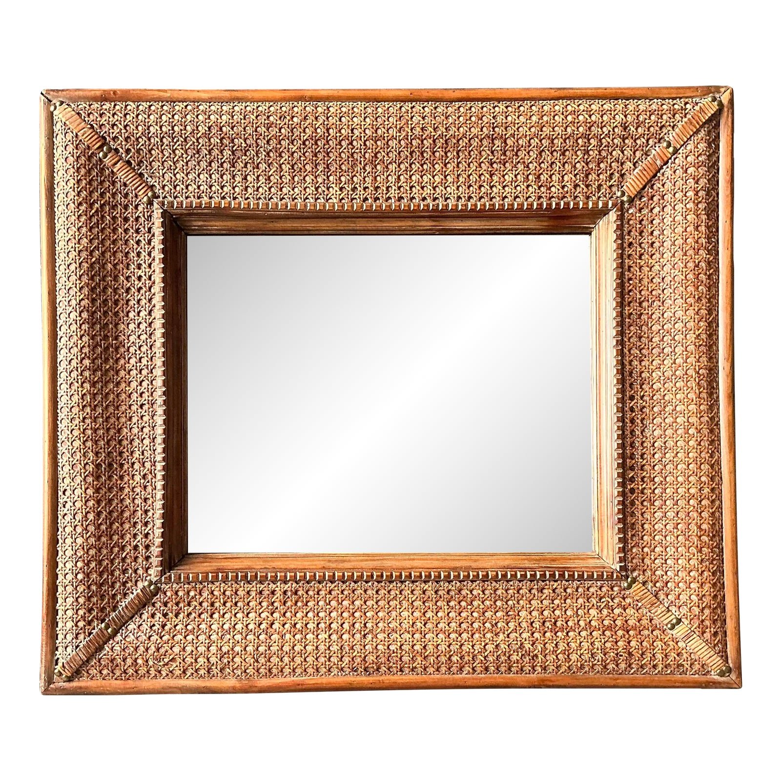 Vintage Cane Wrapped Frame Mirror