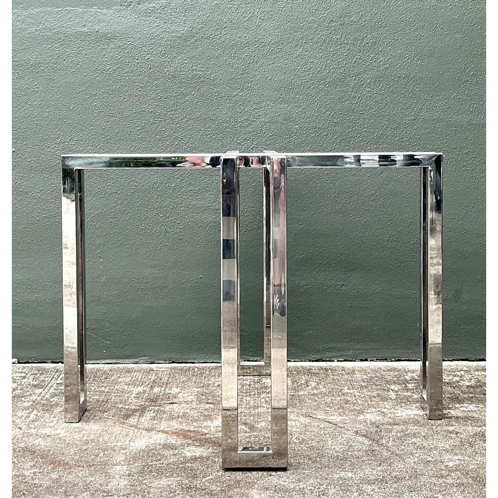 Vintage Polished Chrome Table Pedestal - Side view