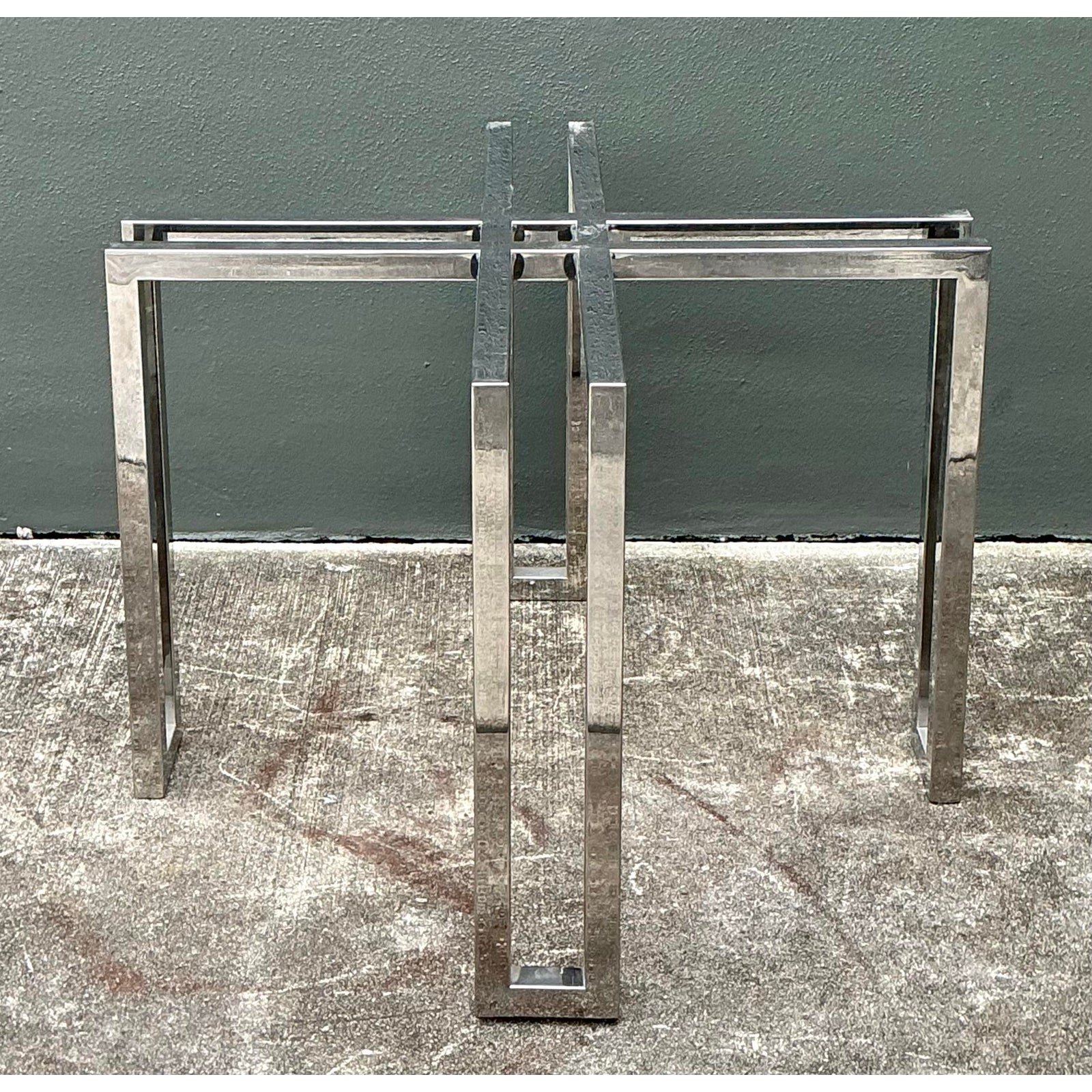 Vintage Polished Chrome Table Pedestal - Back view