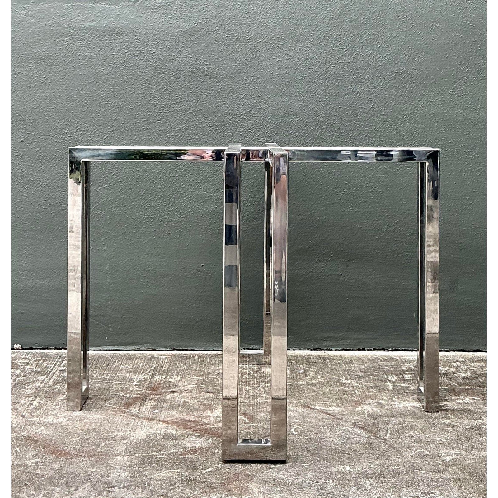 Vintage Polished Chrome Table Pedestal - Top view