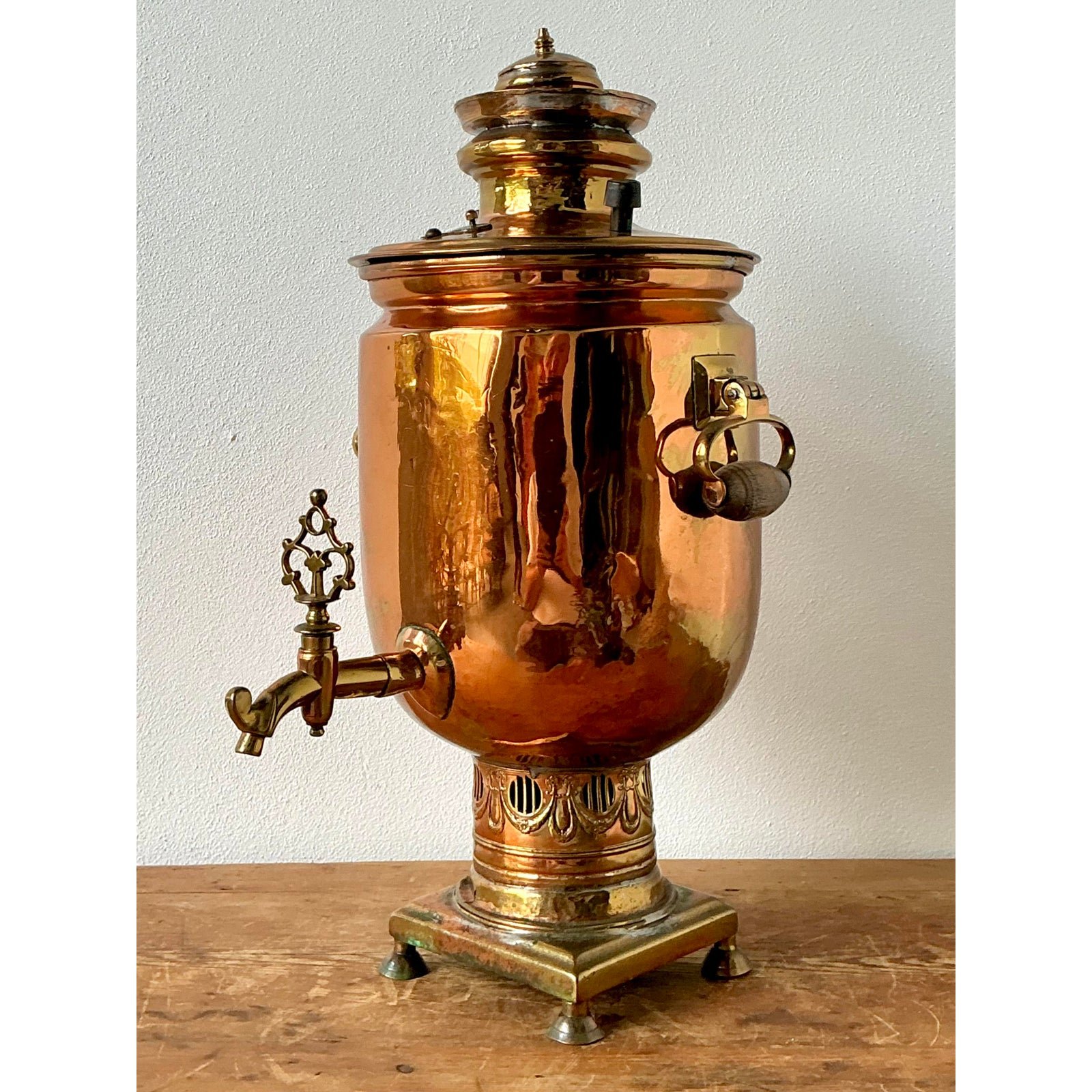 Vintage Swag Copper Samovar - Side view