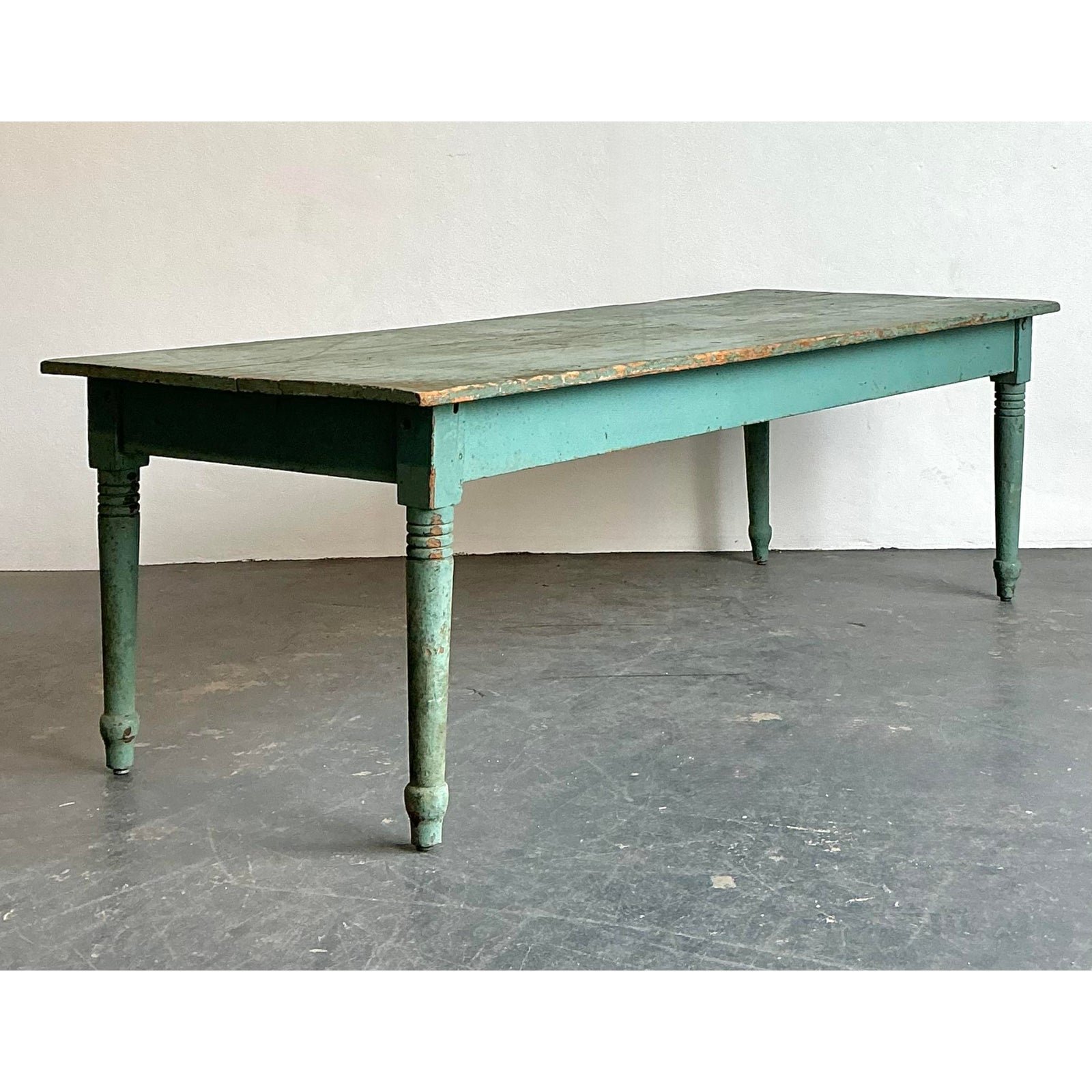Vintage Patinated Painted Farm Table - Detail view