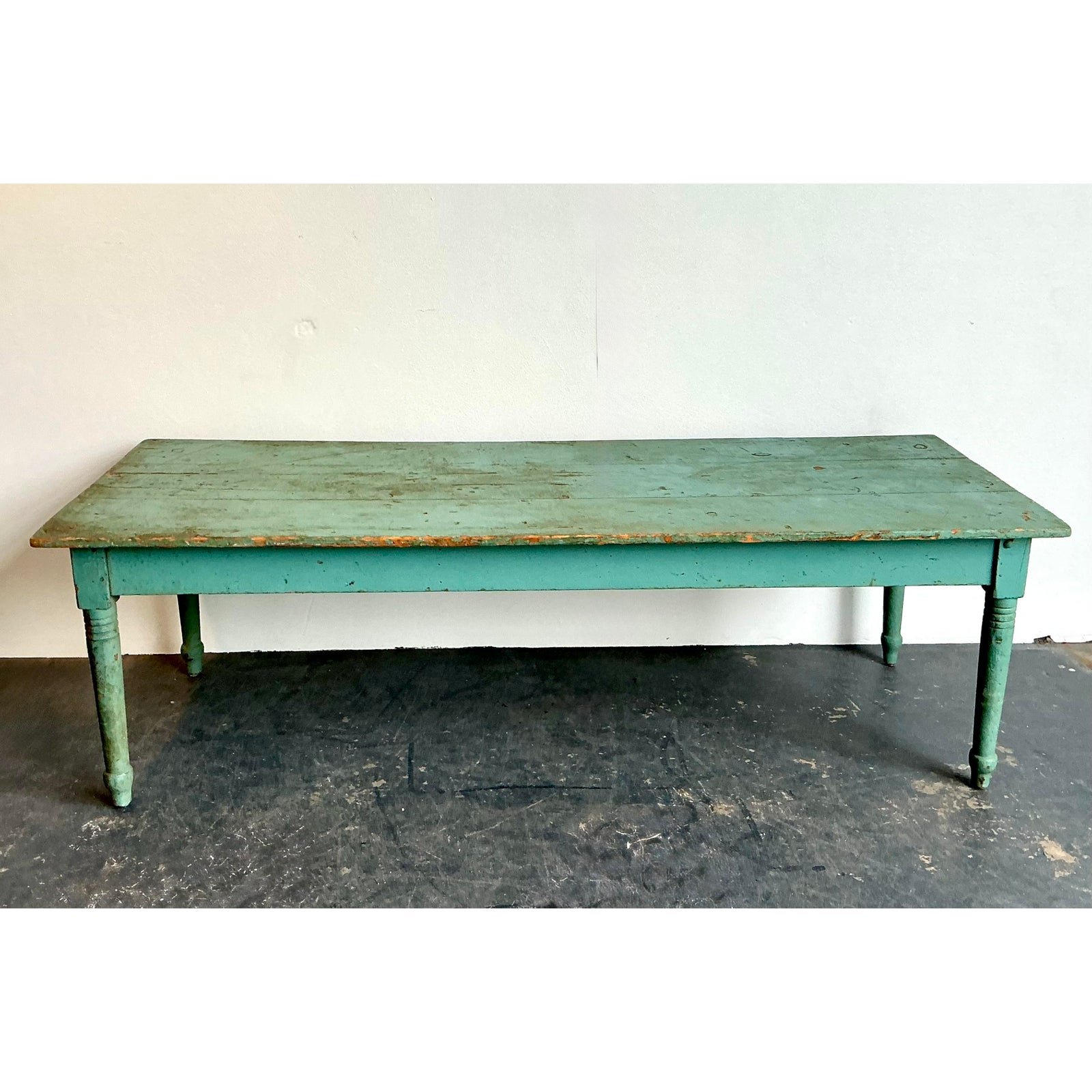 Vintage Patinated Painted Farm Table - Back view