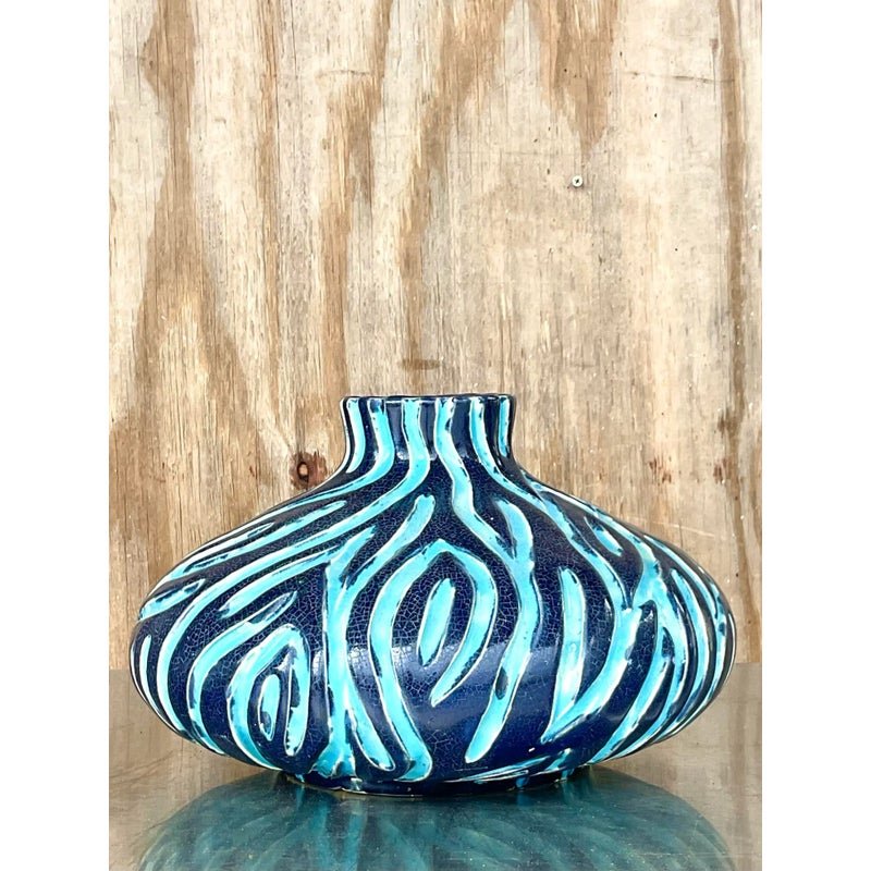 Vintage Boho Wiggles Pottery Vase - Side view