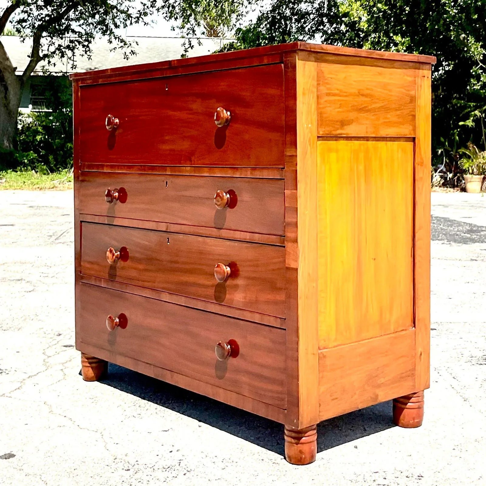 Vintage Flame Mahogany Chest of Drawers - Back view
