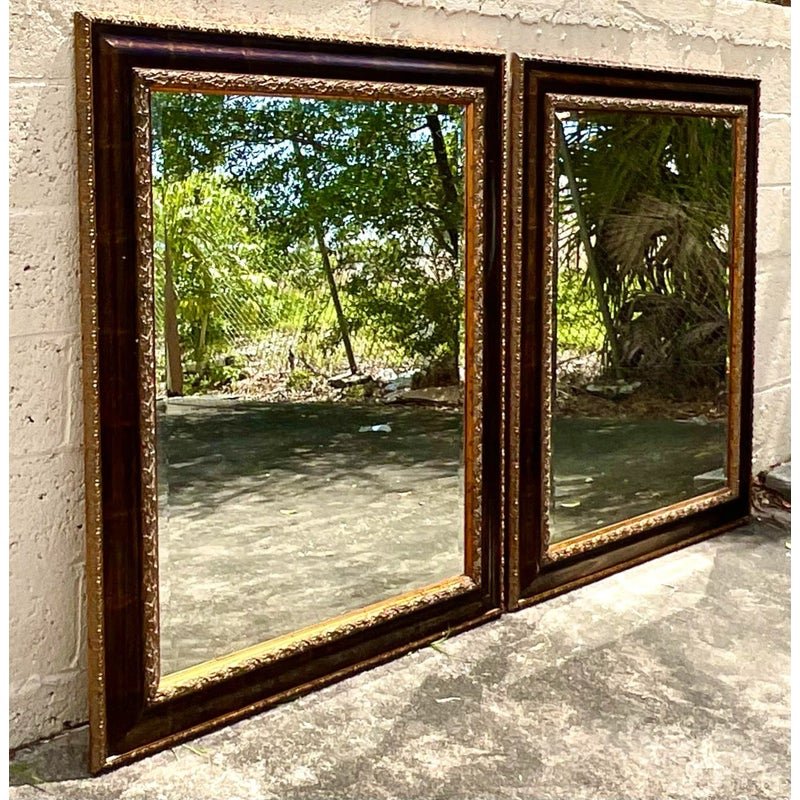 Vintage Regency Uttermost Tortoise Shell Finish Gilt Mirror - Back view