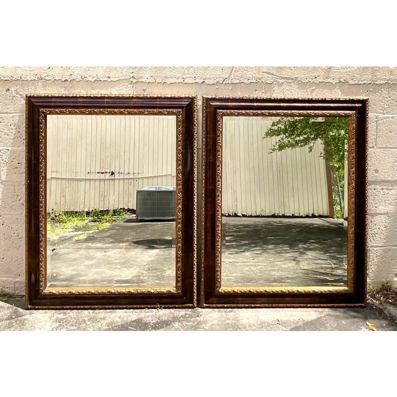 Vintage Regency Uttermost Tortoise Shell Finish Gilt Mirror - Side view