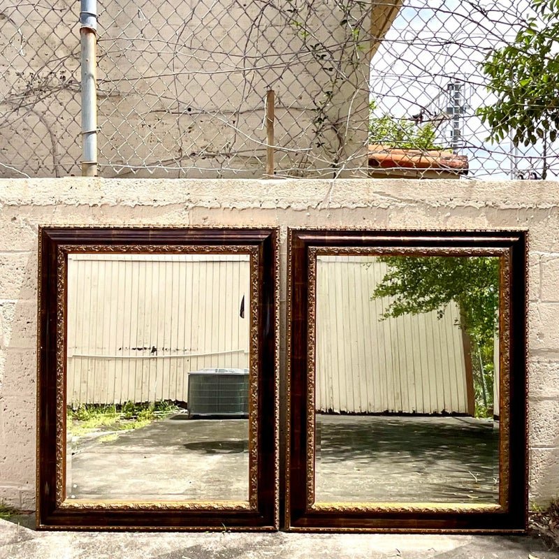Vintage Regency Uttermost Tortoise Shell Finish Gilt Mirror - Detail view