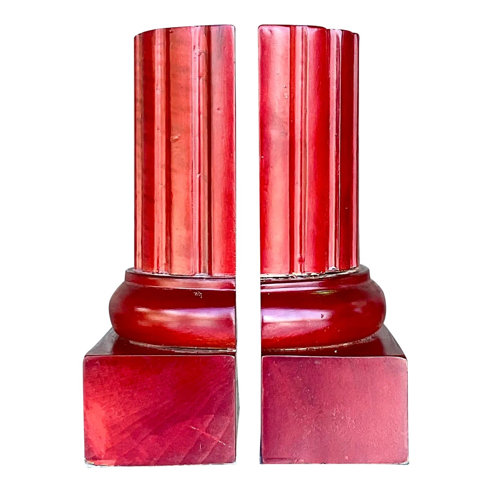 Vintage Contemporary Carved Column Bookends- a Pair