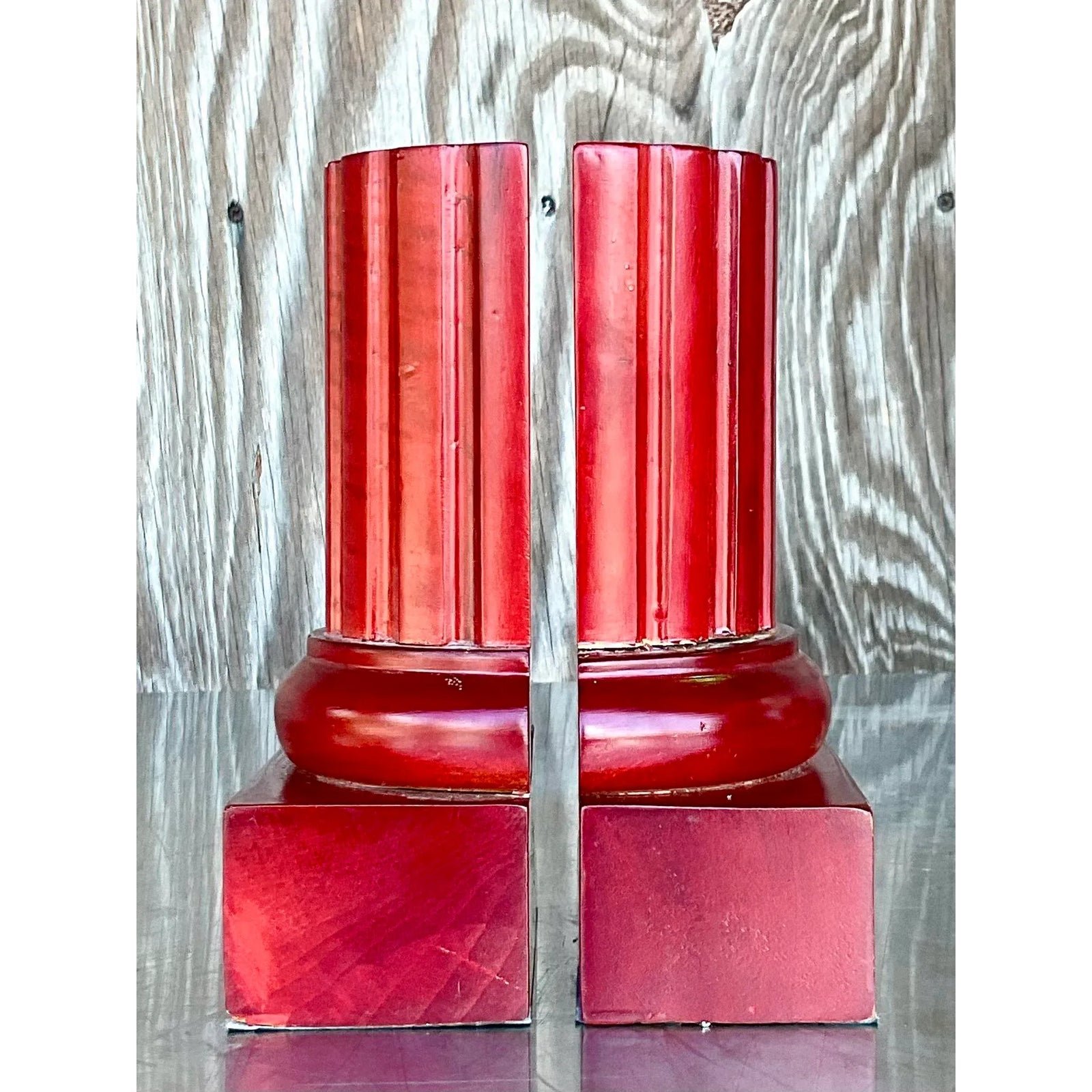 Vintage Contemporary Carved Column Bookends- a Pair - Detail view