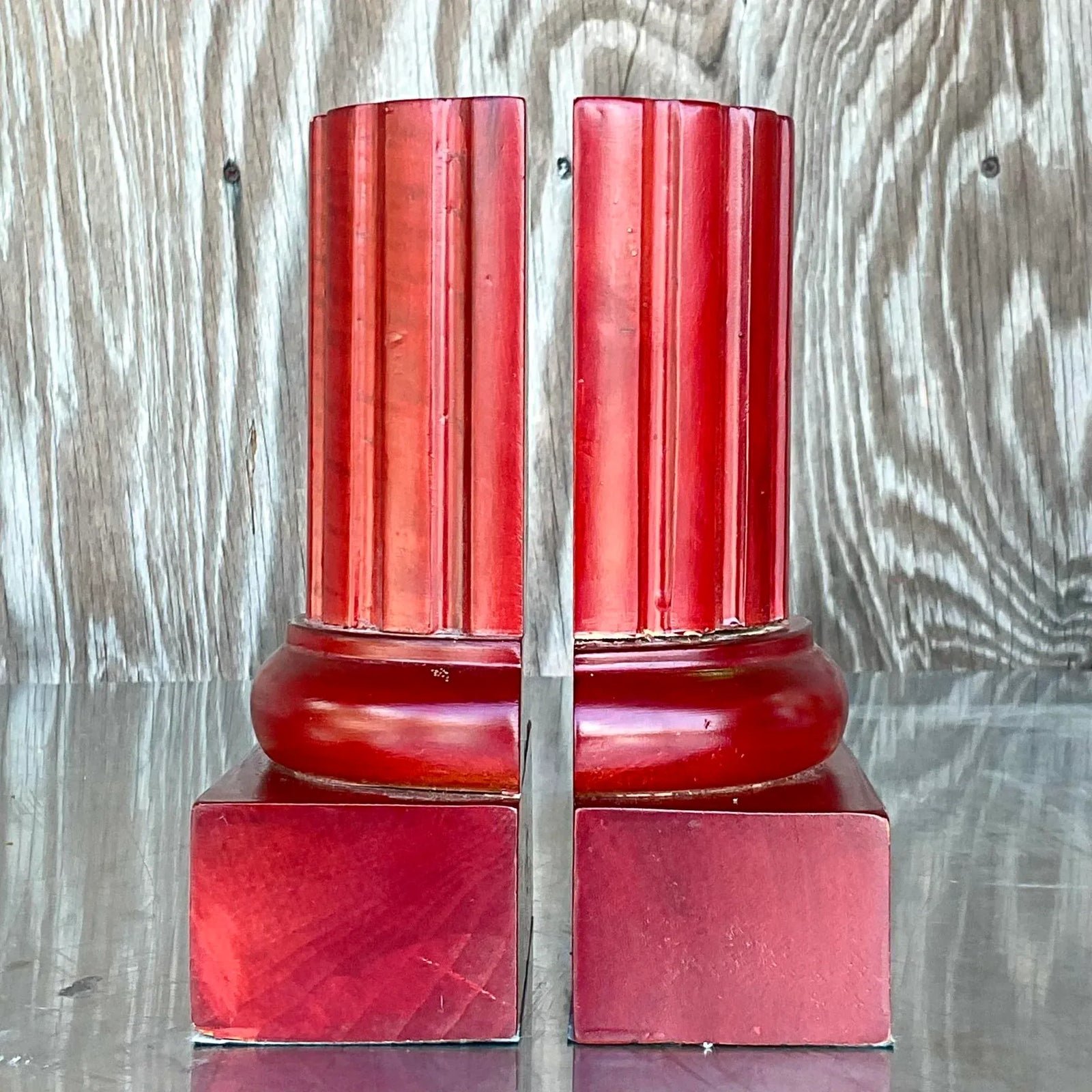 Vintage Contemporary Carved Column Bookends- a Pair - Side view
