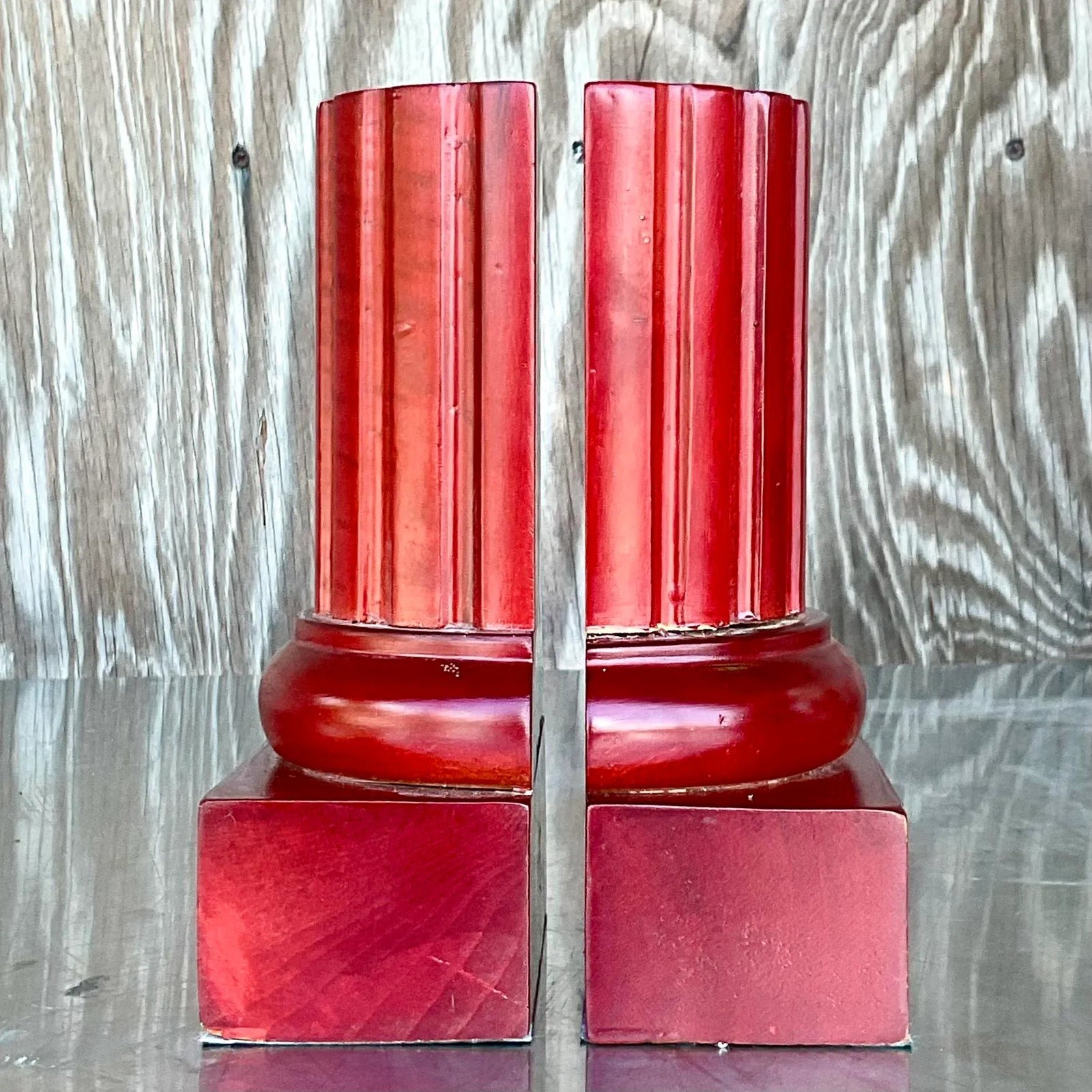 Vintage Contemporary Carved Column Bookends- a Pair - Top view