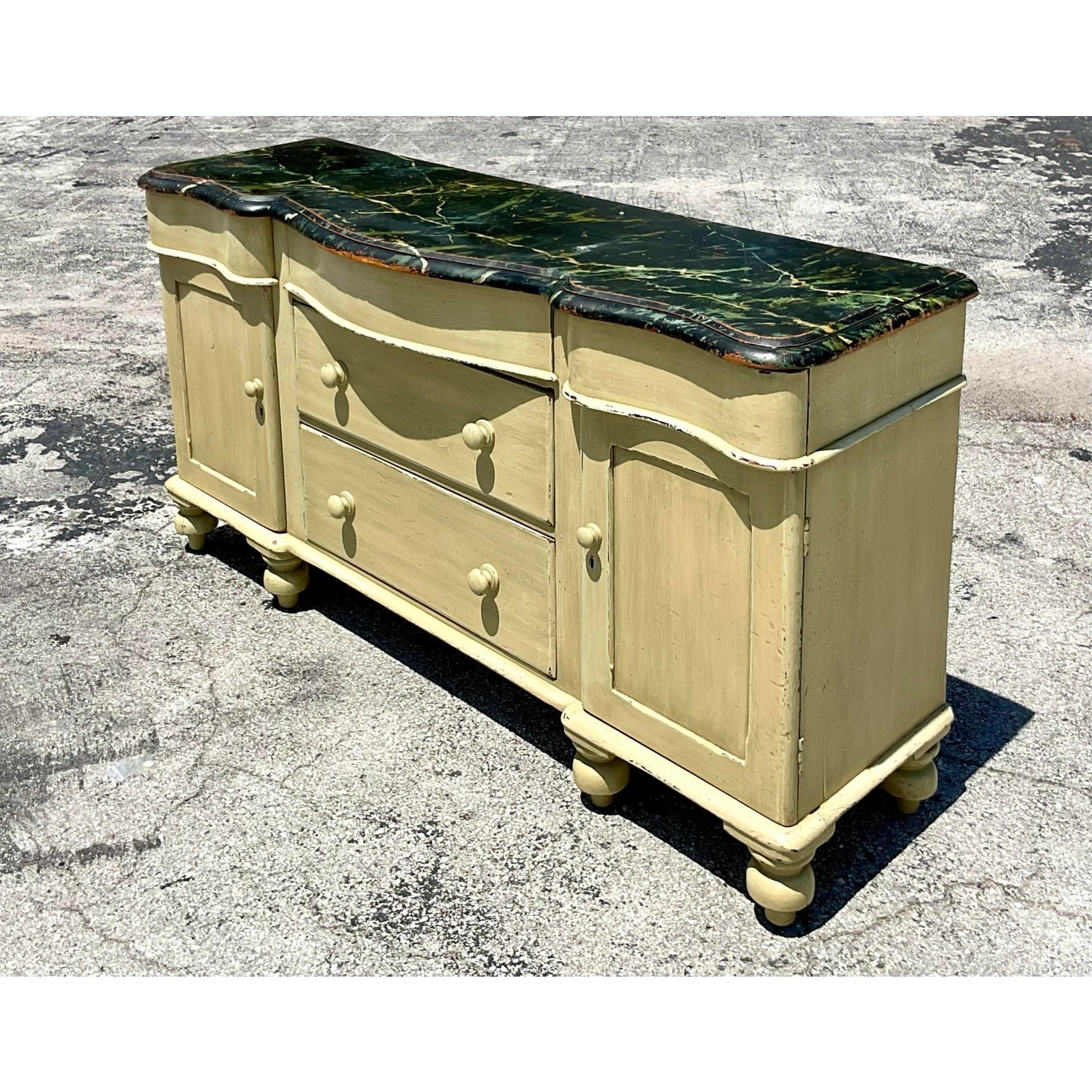 Vintage Regency Hand Painted Credenza - Top view