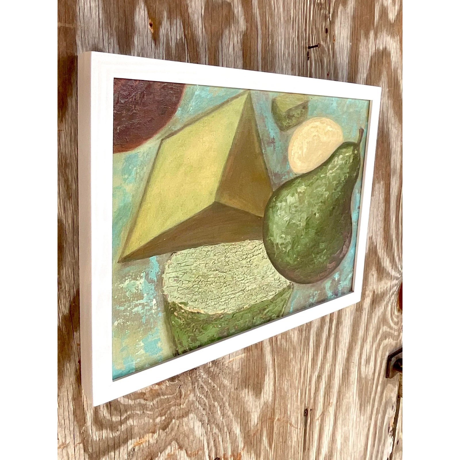 Vintage Boho Abstract Original Oil Painting - Back view