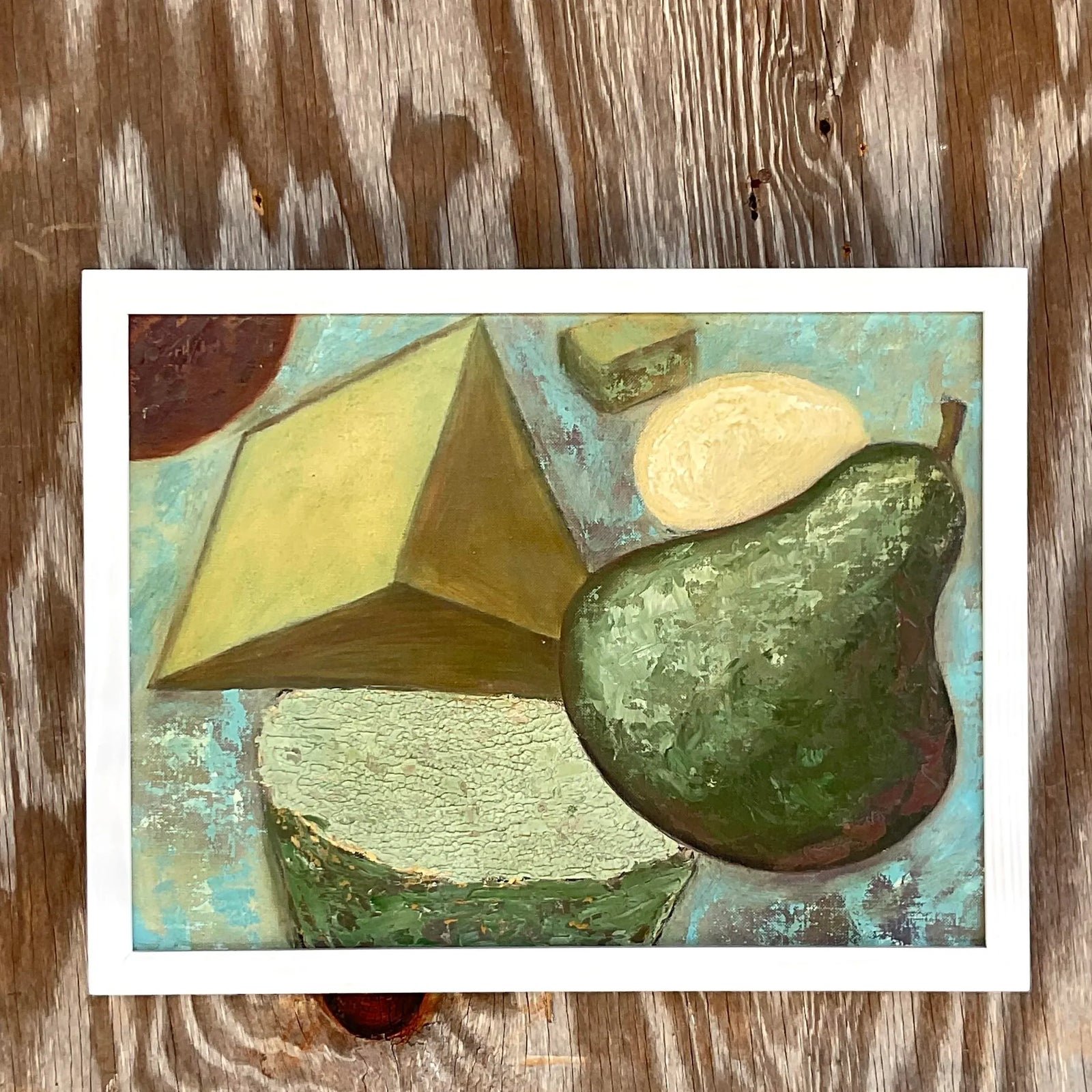 Vintage Boho Abstract Original Oil Painting - Top view