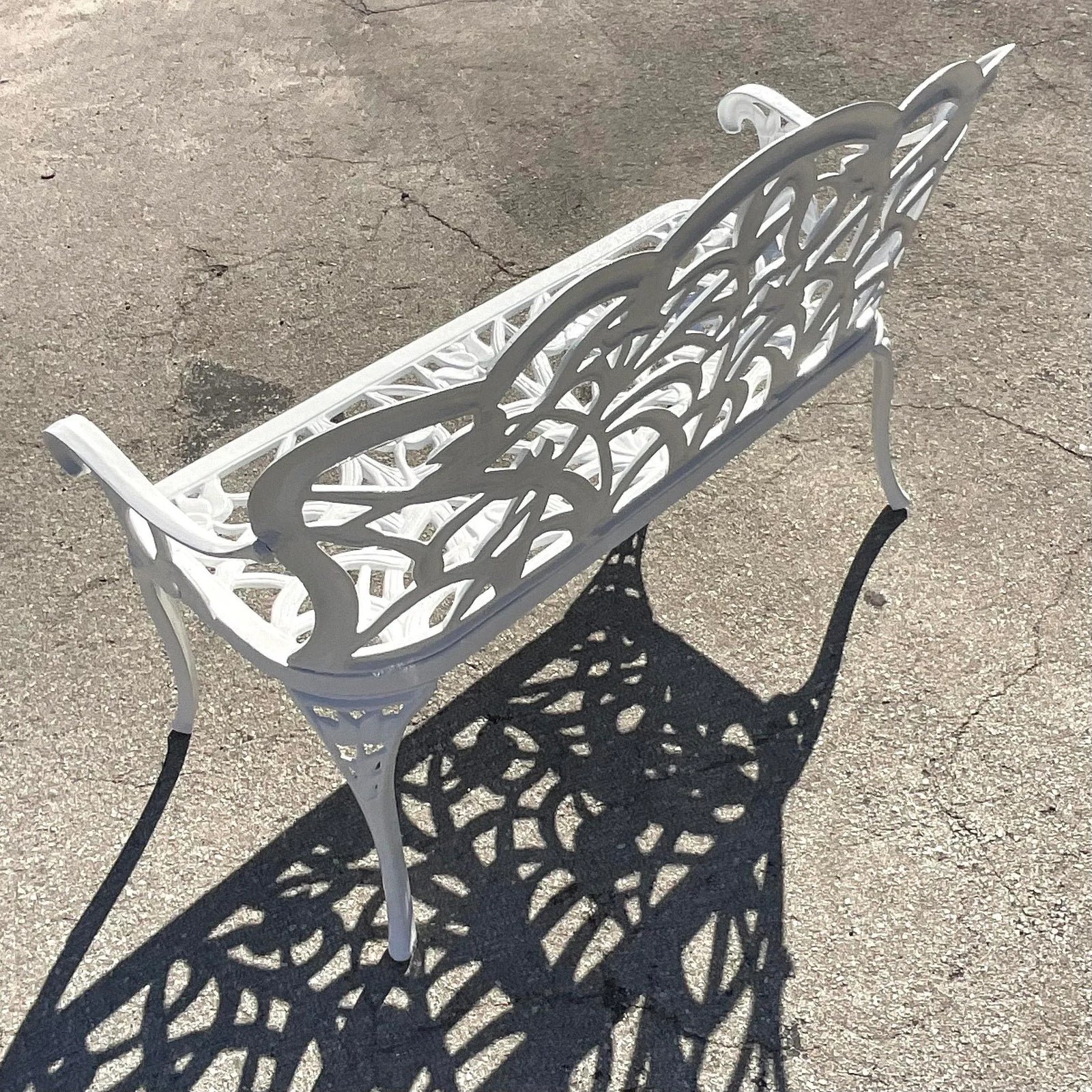 Vintage Coastal Cast Aluminum Settee - Back view